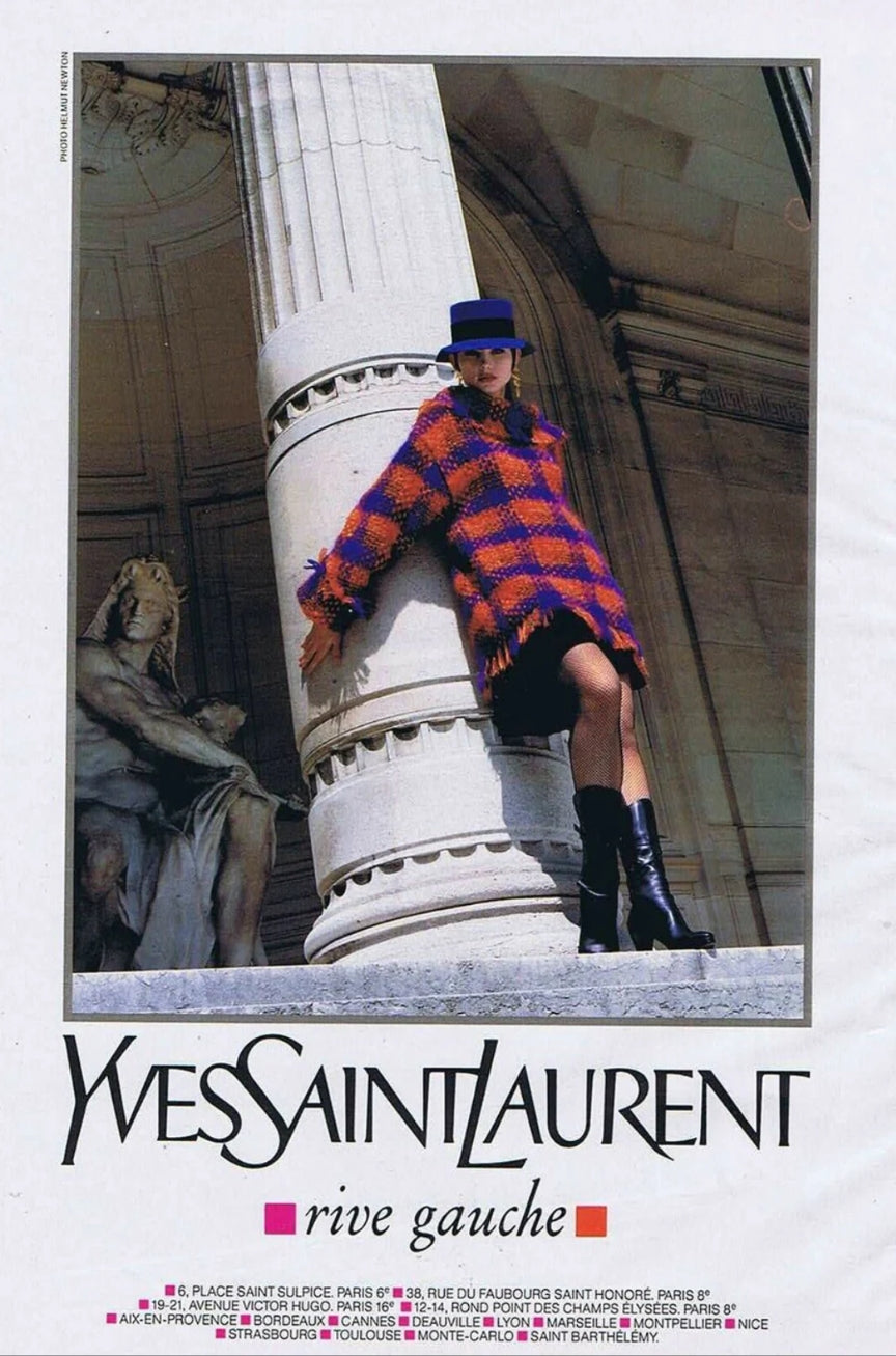 F/W 1993 Yves Saint Laurent Rive Gauche runway oversized knit with funnel collar and fringe - O/S