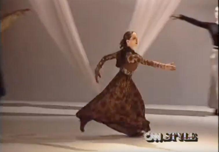 F/W 1995 Geoffrey Beene dress with sheer lace bodice and accordion pleated wool skirt - XXS/XS