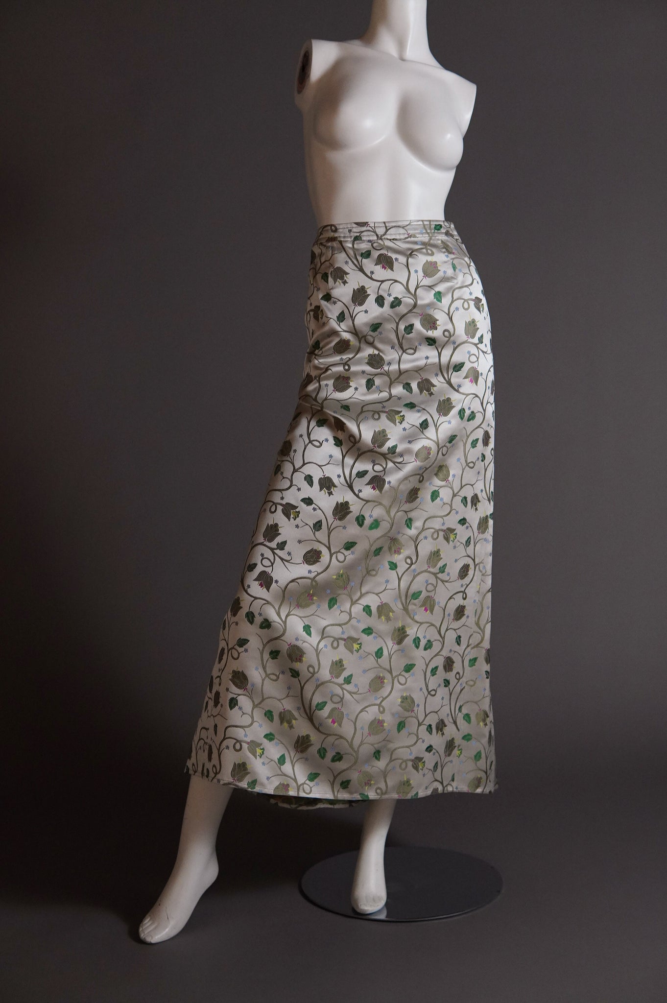 S/S 1997 Prada runway and campaign silk skirt with florals - XS