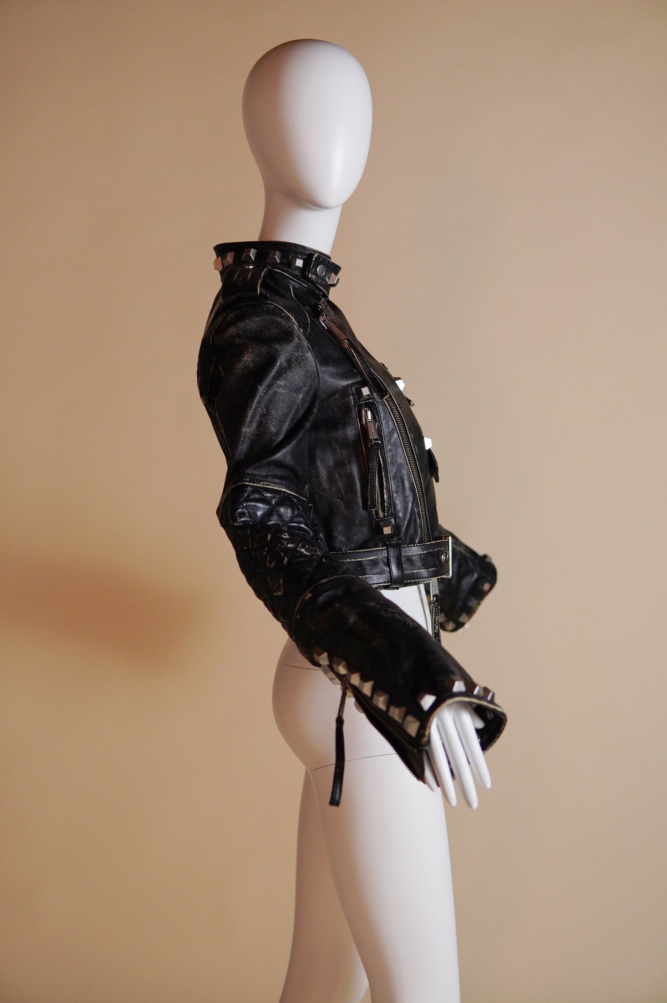 F/W 2005 Dsquared² runway leather moto jacket with studs - XS/S