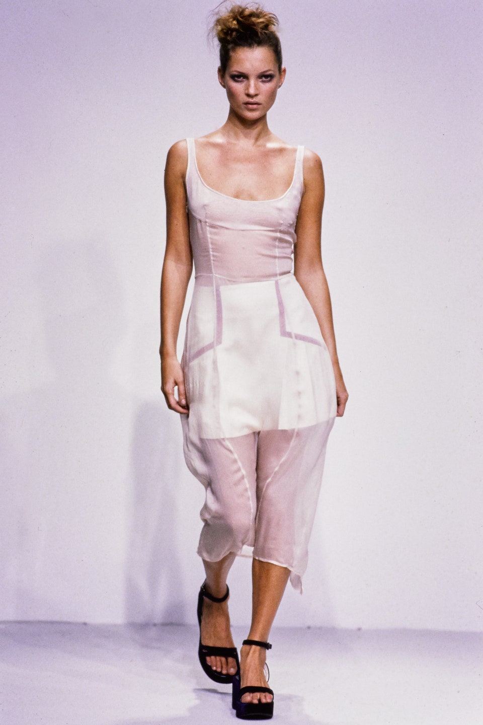 S/S 1997 Prada rare sheer silk dress and slip with ribbon detail set - XS/S
