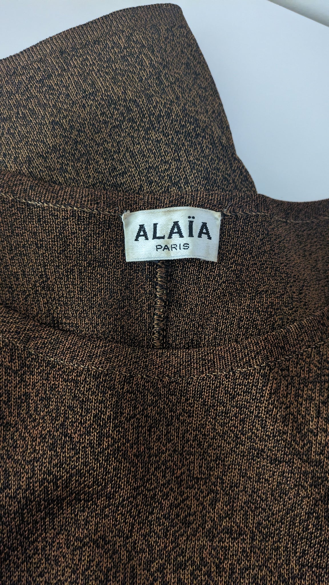 S/S 1984 Alaïa slouchy knit dress in bronze - S/M/L