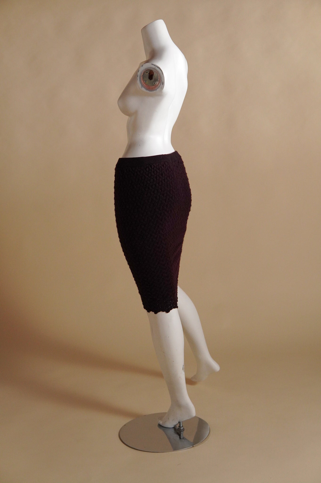 F/W 1987 Callaghan by Romeo Gigli textured and tiered brown wool skirt - XS