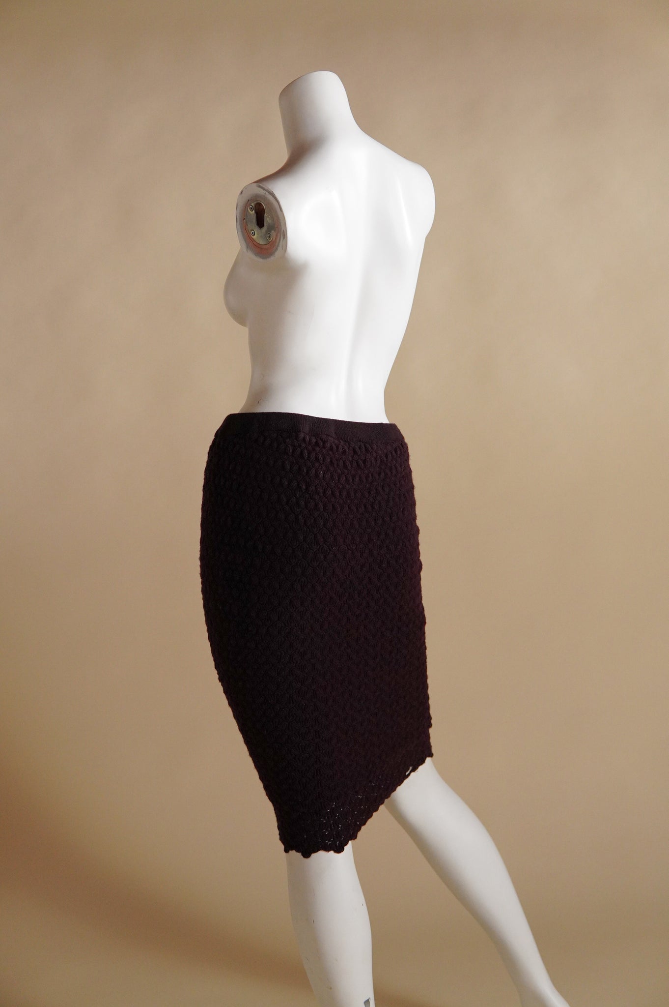 F/W 1987 Callaghan by Romeo Gigli textured and tiered brown wool skirt - XS