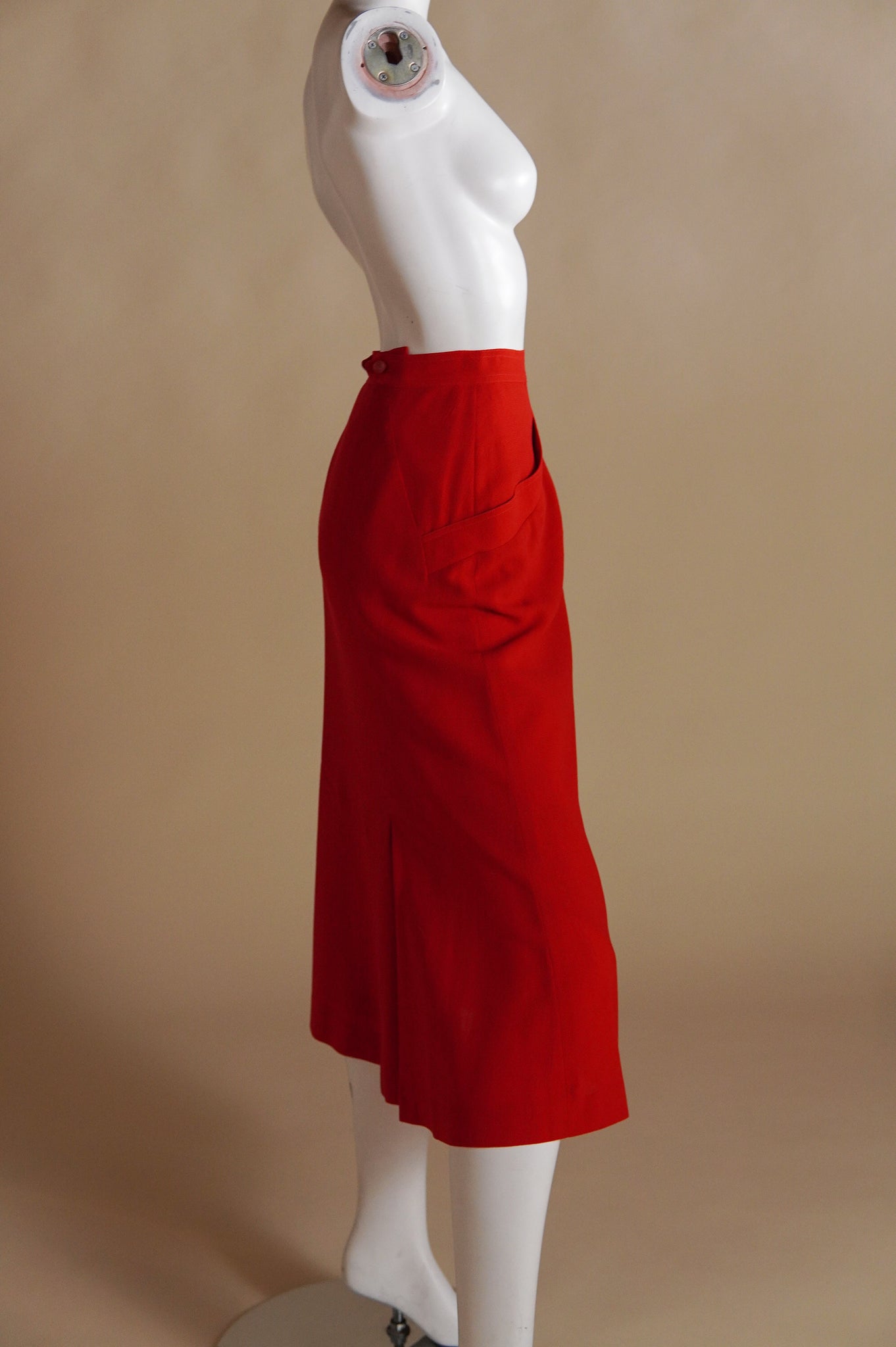 1980s Fendi by Karl Lagerfeld red midi skirt - S/M