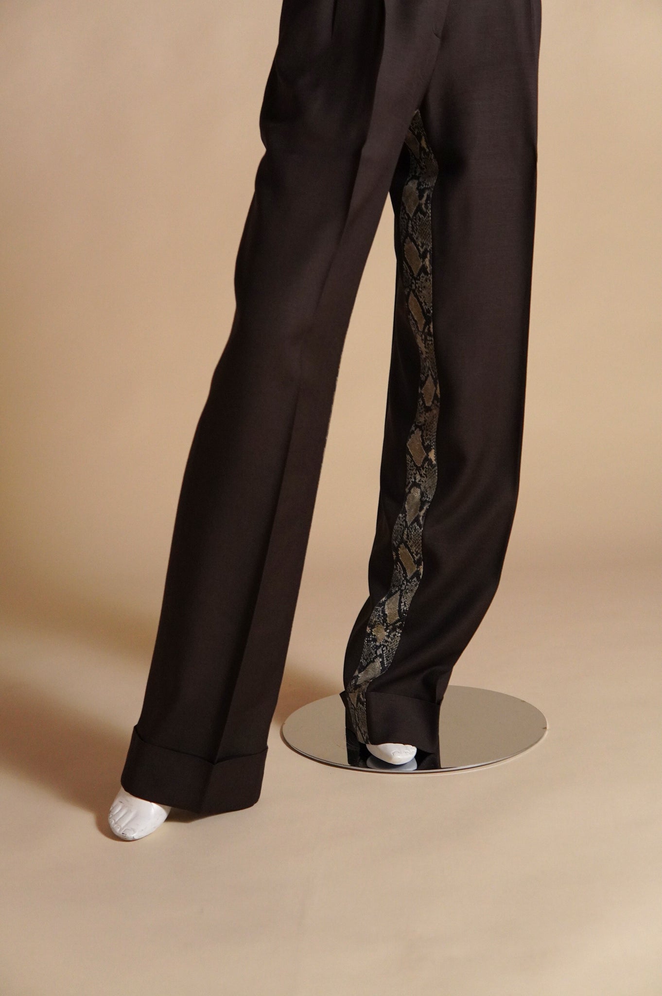 S/S 2000 John Galliano wide leg pant with python pattern insert - XS/S