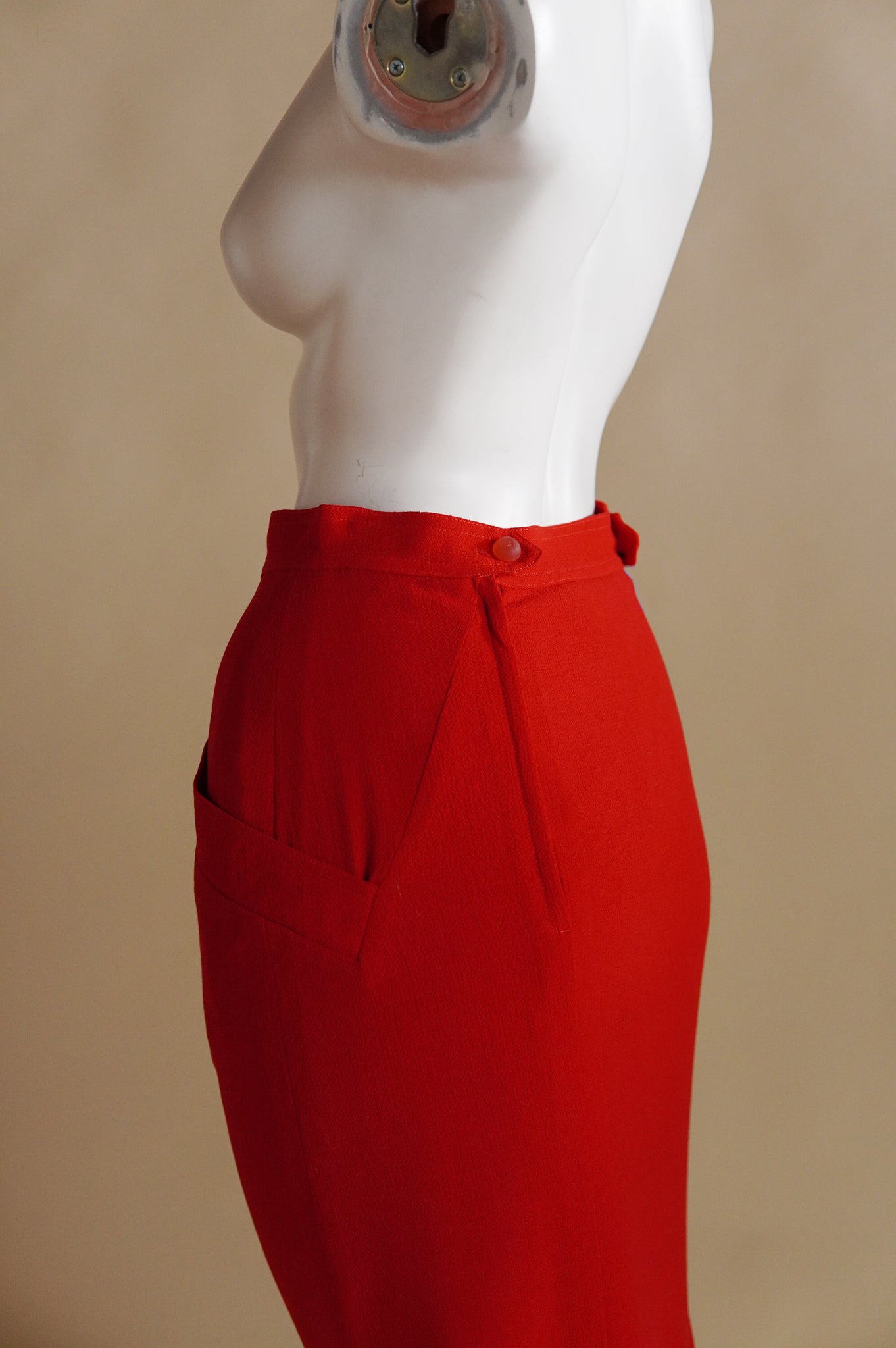 1980s Fendi by Karl Lagerfeld red midi skirt - S/M