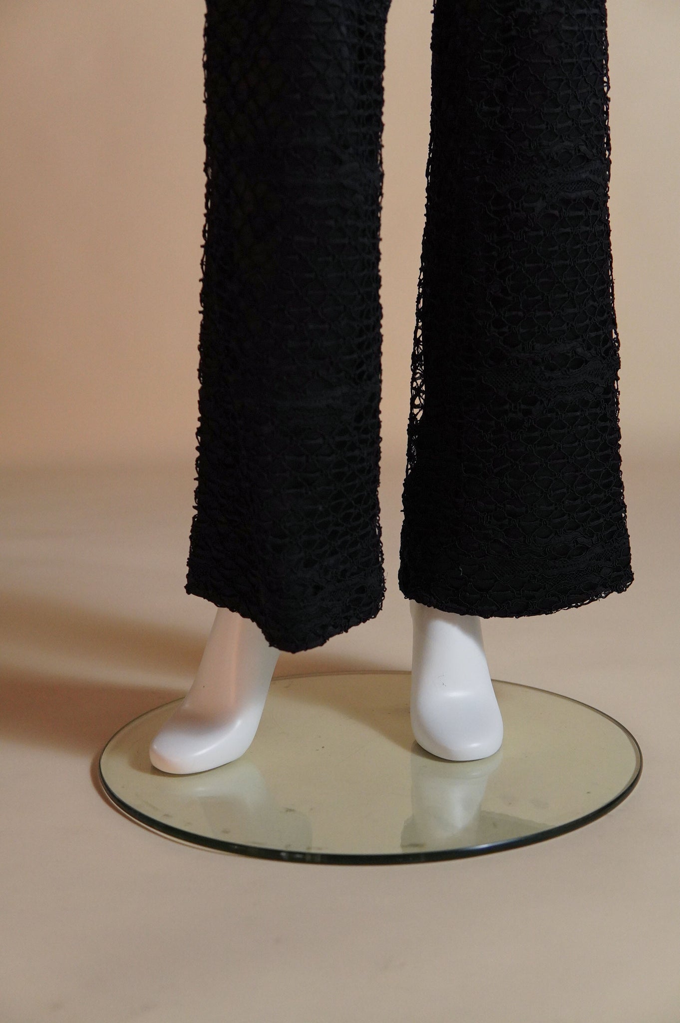 y2k Versace black satin pants with black lace overlay - XS