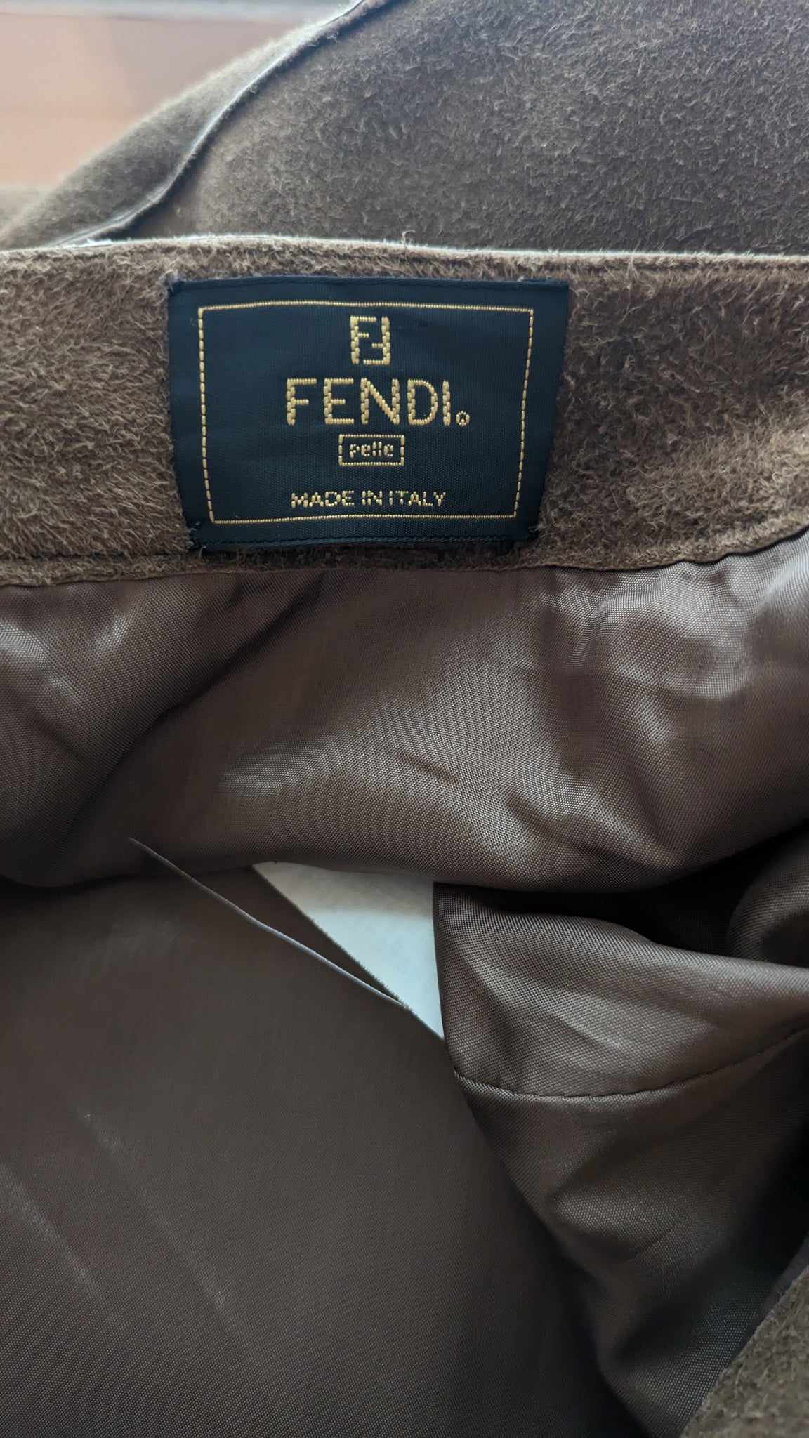 F/W 1999 Fendi by Karl Lagerfeld suede runway wrap skirt with fur trim - XS/S/M