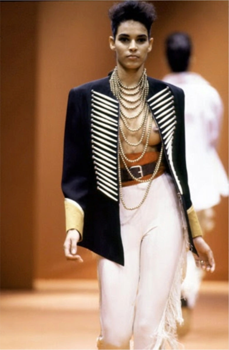 S/S 1992 Rifat Ozbek documented jacket with silver detail and velvet cuff - XS/S