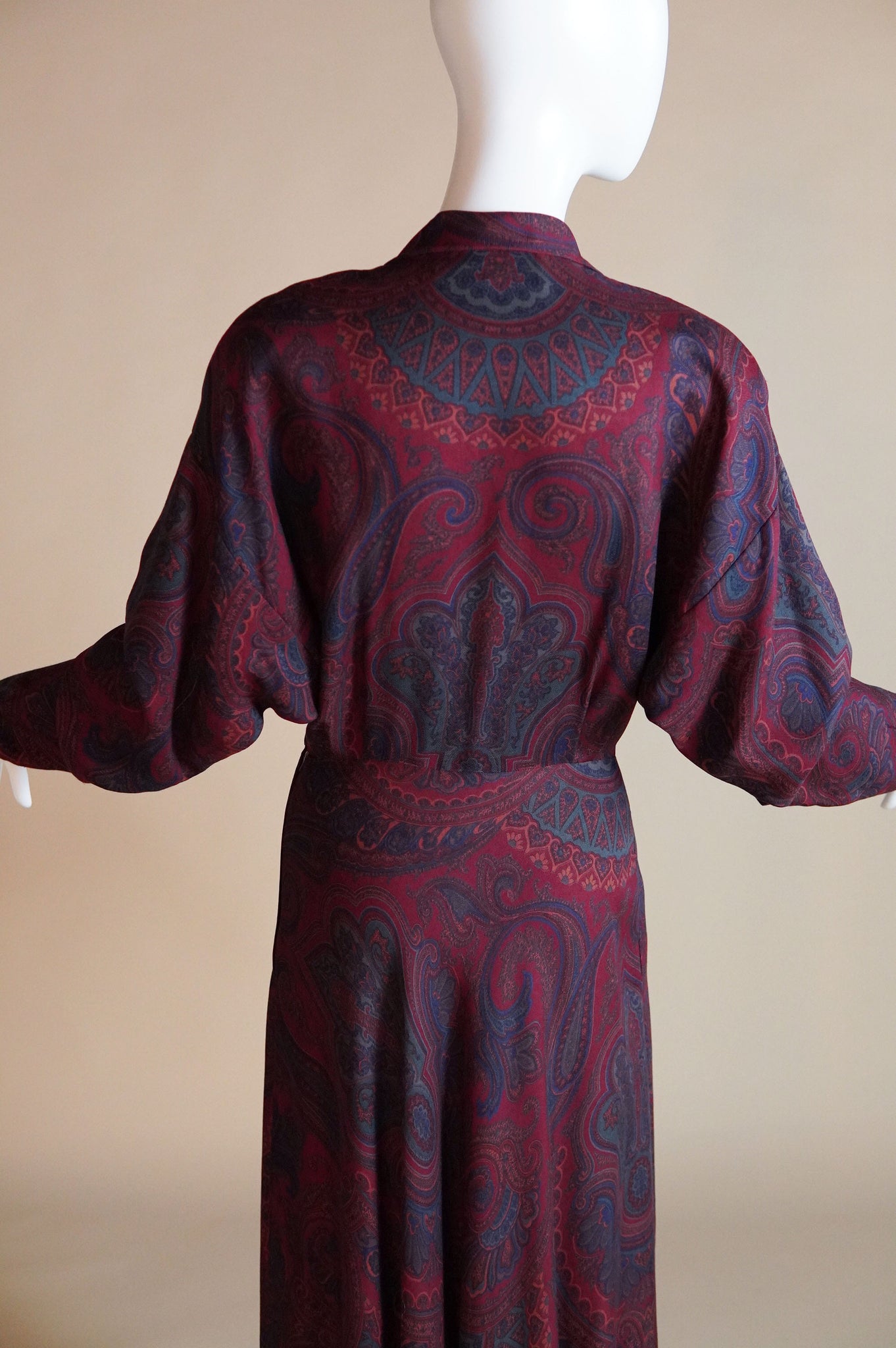 1980s Ralph Lauren paisley dress with neck tie - XS