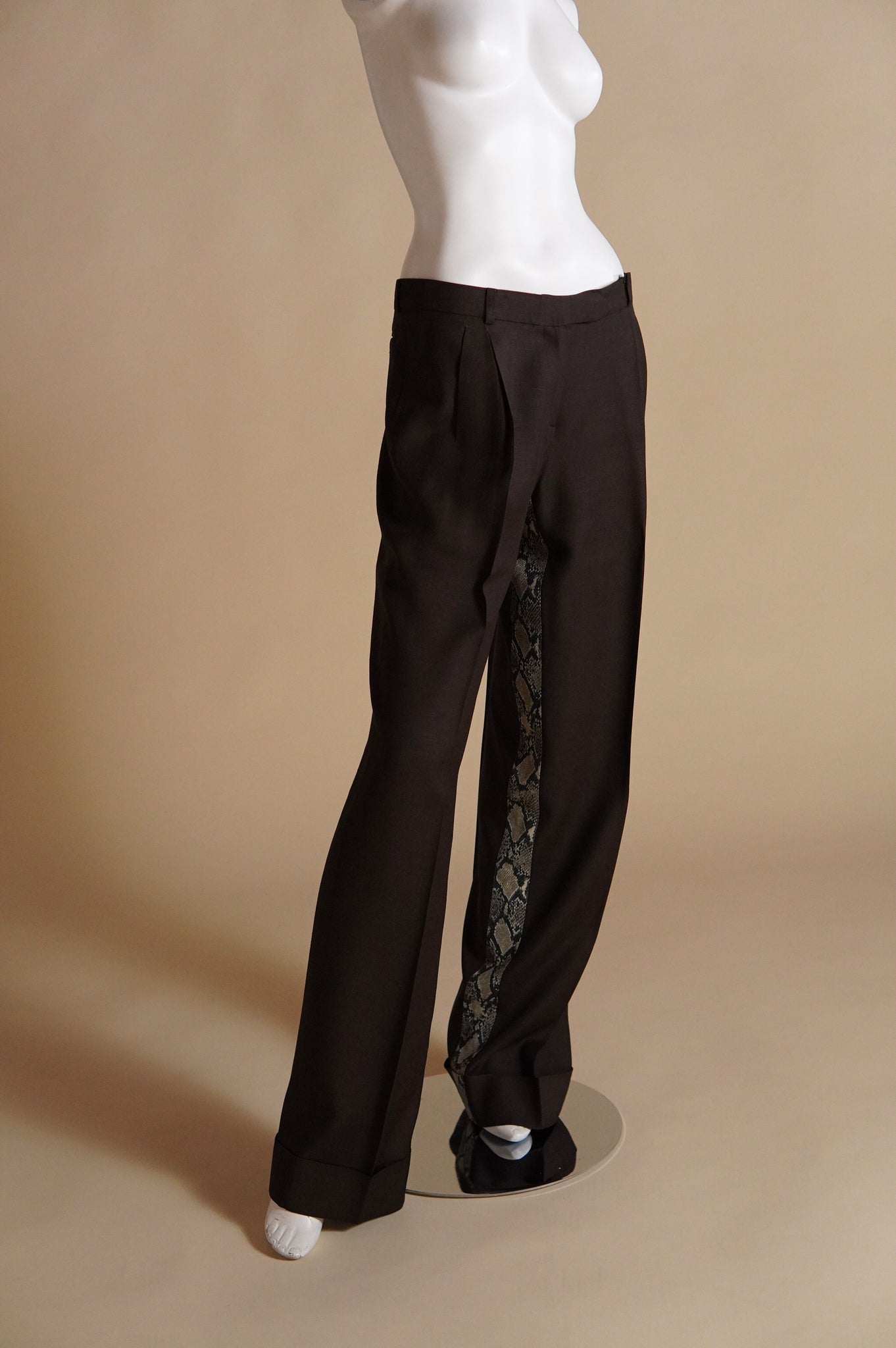 S/S 2000 John Galliano wide leg pant with python pattern insert - XS/S