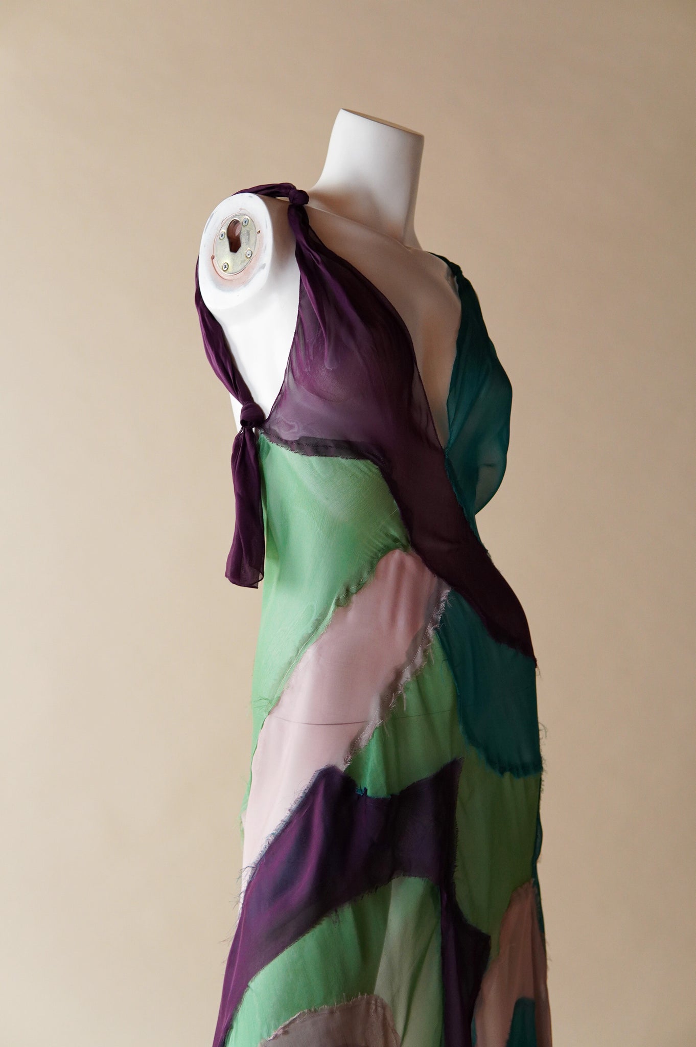 S/S 2005 Alberta Ferretti colourful sheer silk patchwork dress - XS/S