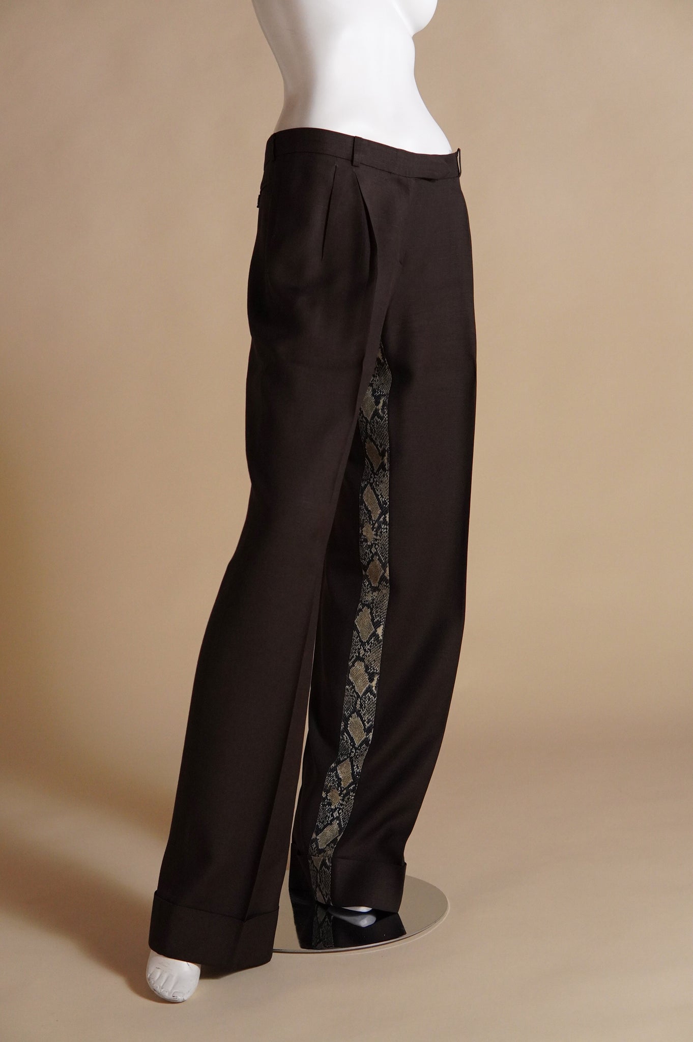 S/S 2000 John Galliano wide leg pant with python pattern insert - XS/S