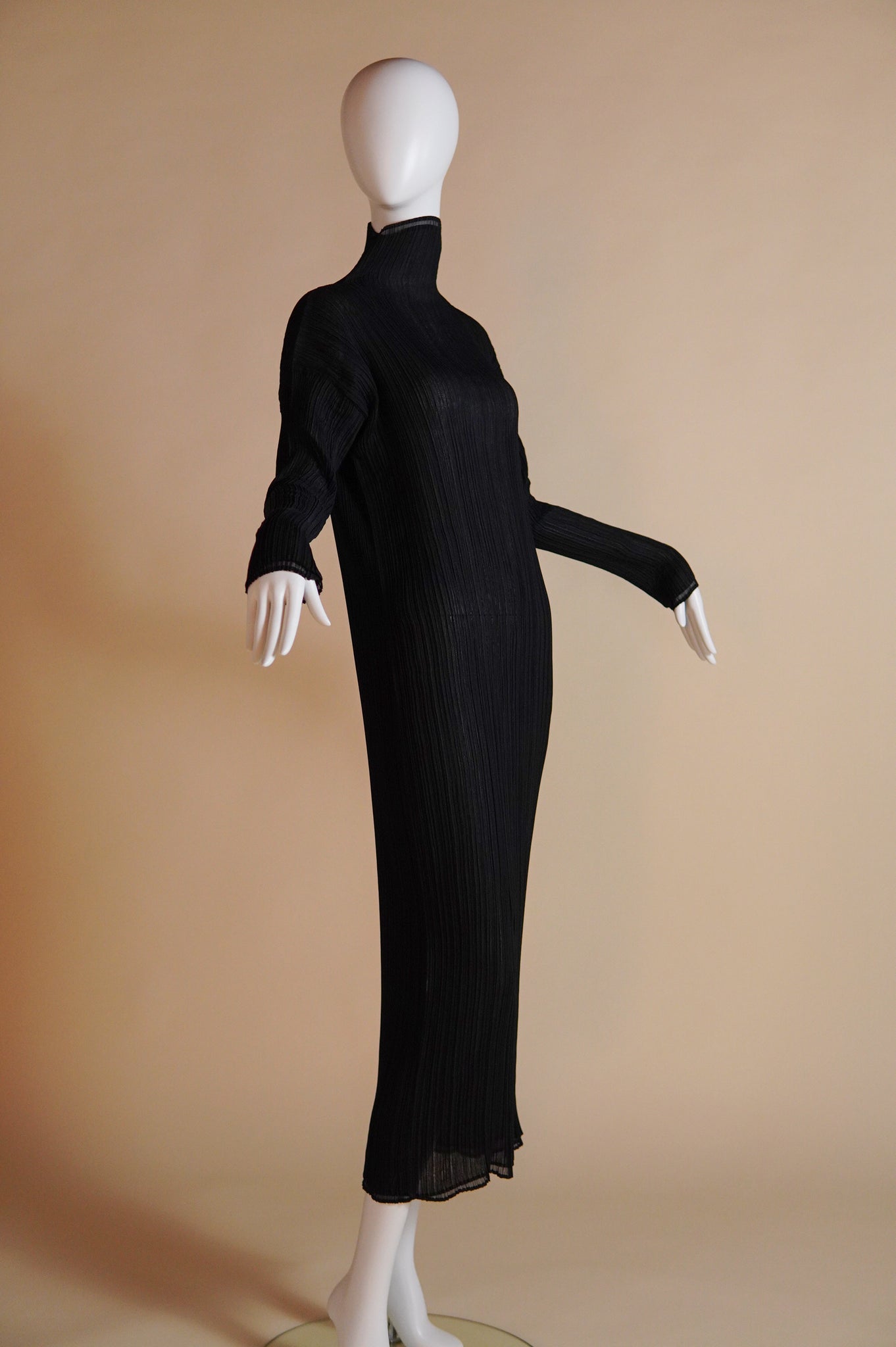 1990s Issey Miyake micro-pleated semi-sheer layered dress - XS/S/M