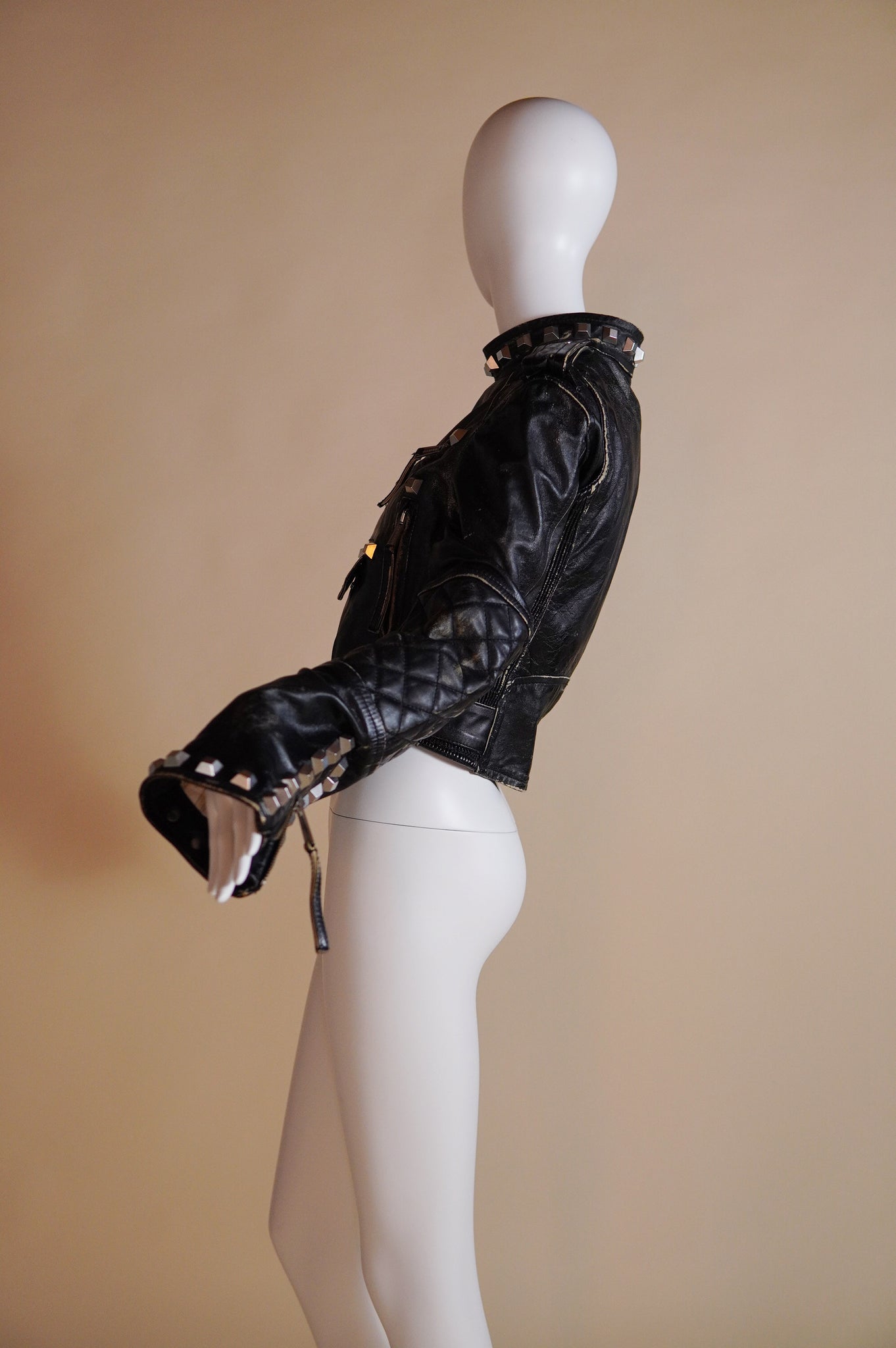 F/W 2005 Dsquared² runway leather moto jacket with studs - XS/S