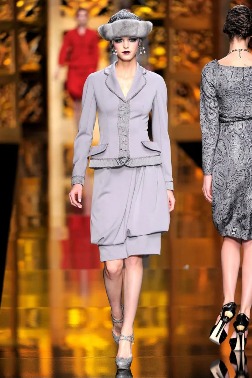 F/W 2009 Christian Dior by John Galliano knee length dress with silk trim - XS