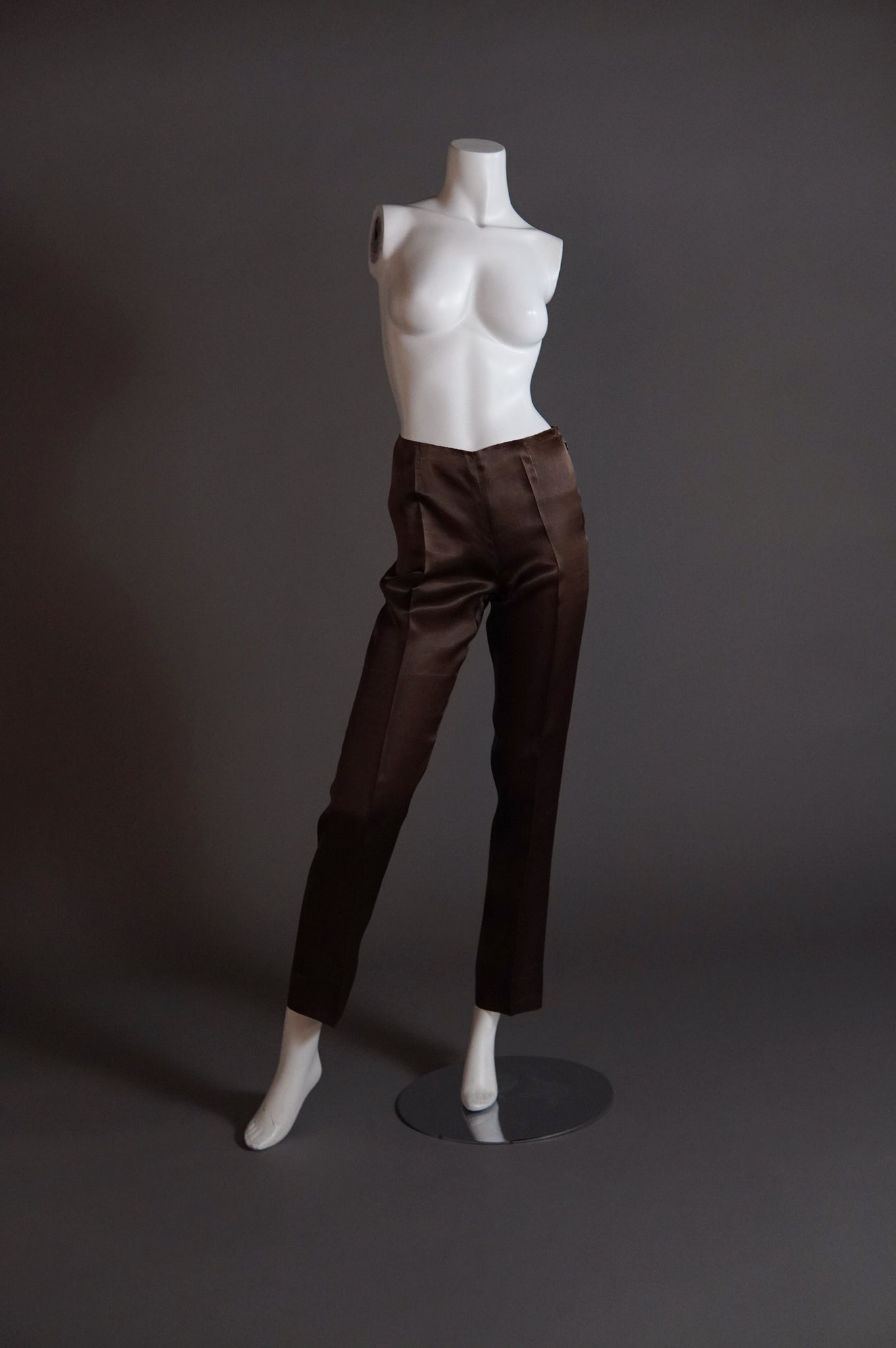 1990s Calvin Klein silk cigarette pant in brown - XS