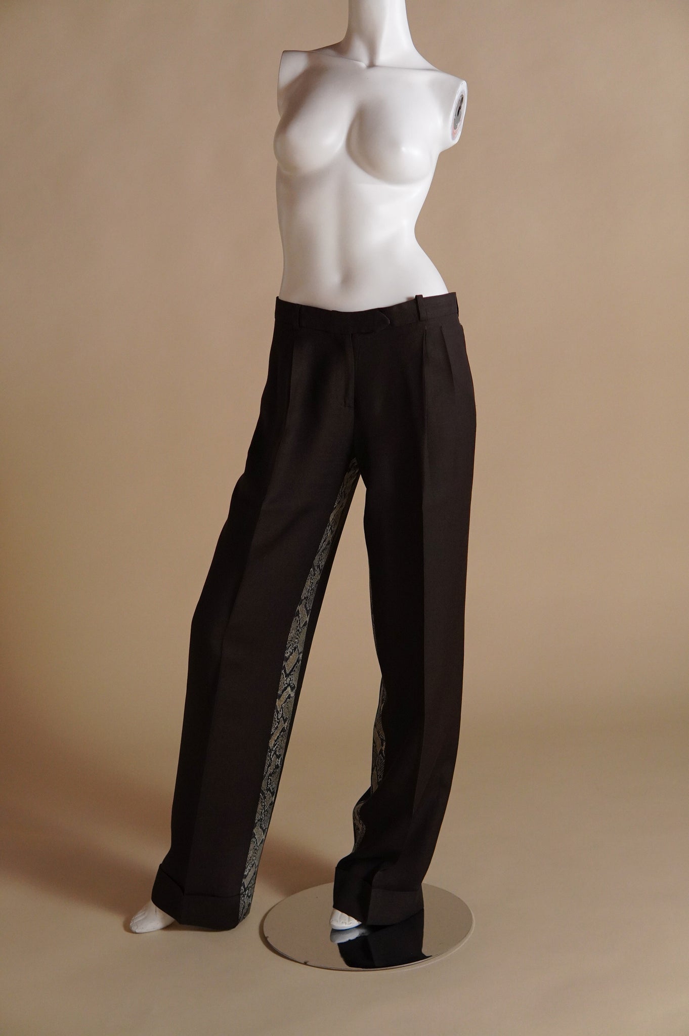 S/S 2000 John Galliano wide leg pant with python pattern insert - XS/S