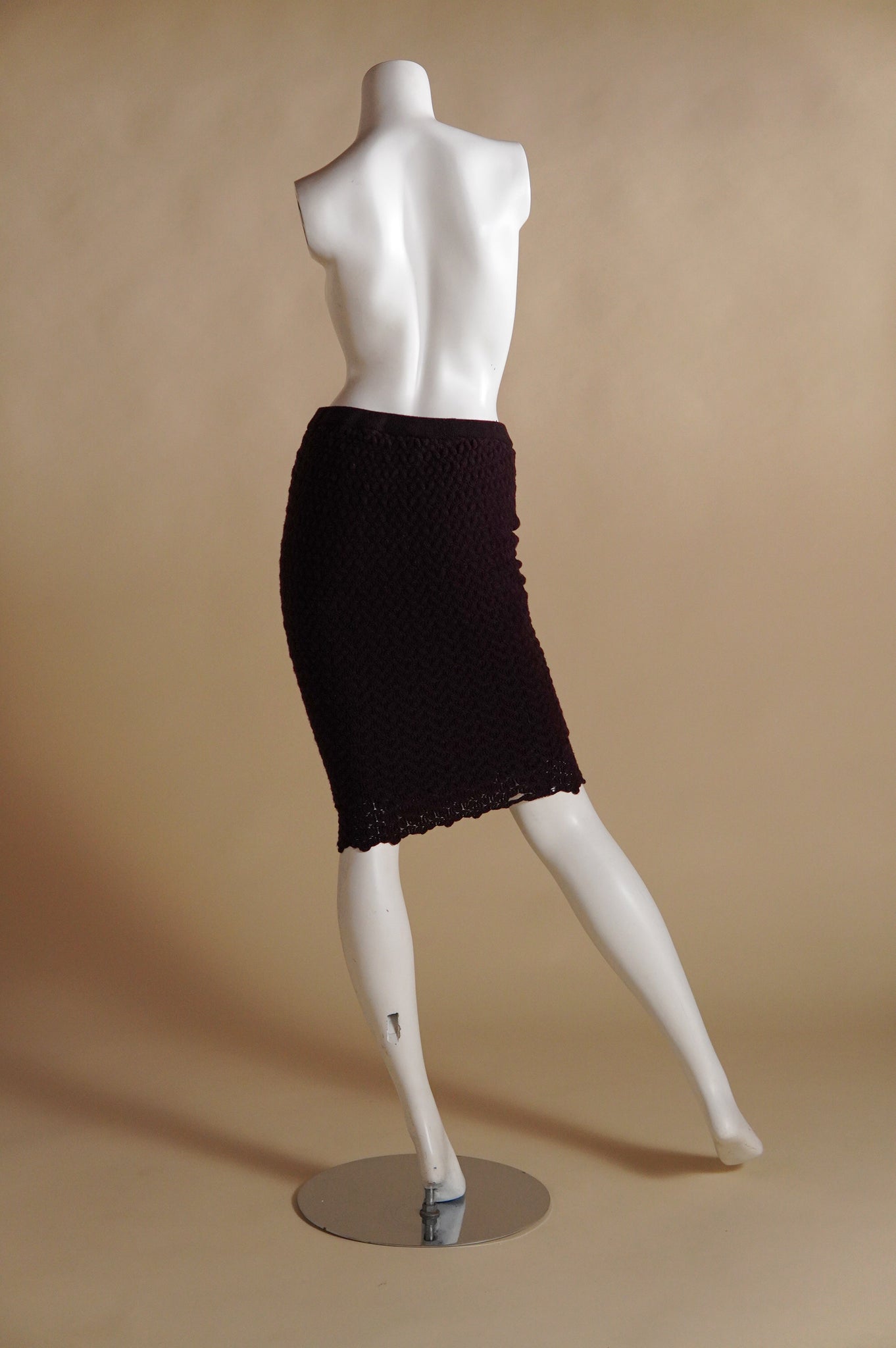 F/W 1987 Callaghan by Romeo Gigli textured and tiered brown wool skirt - XS