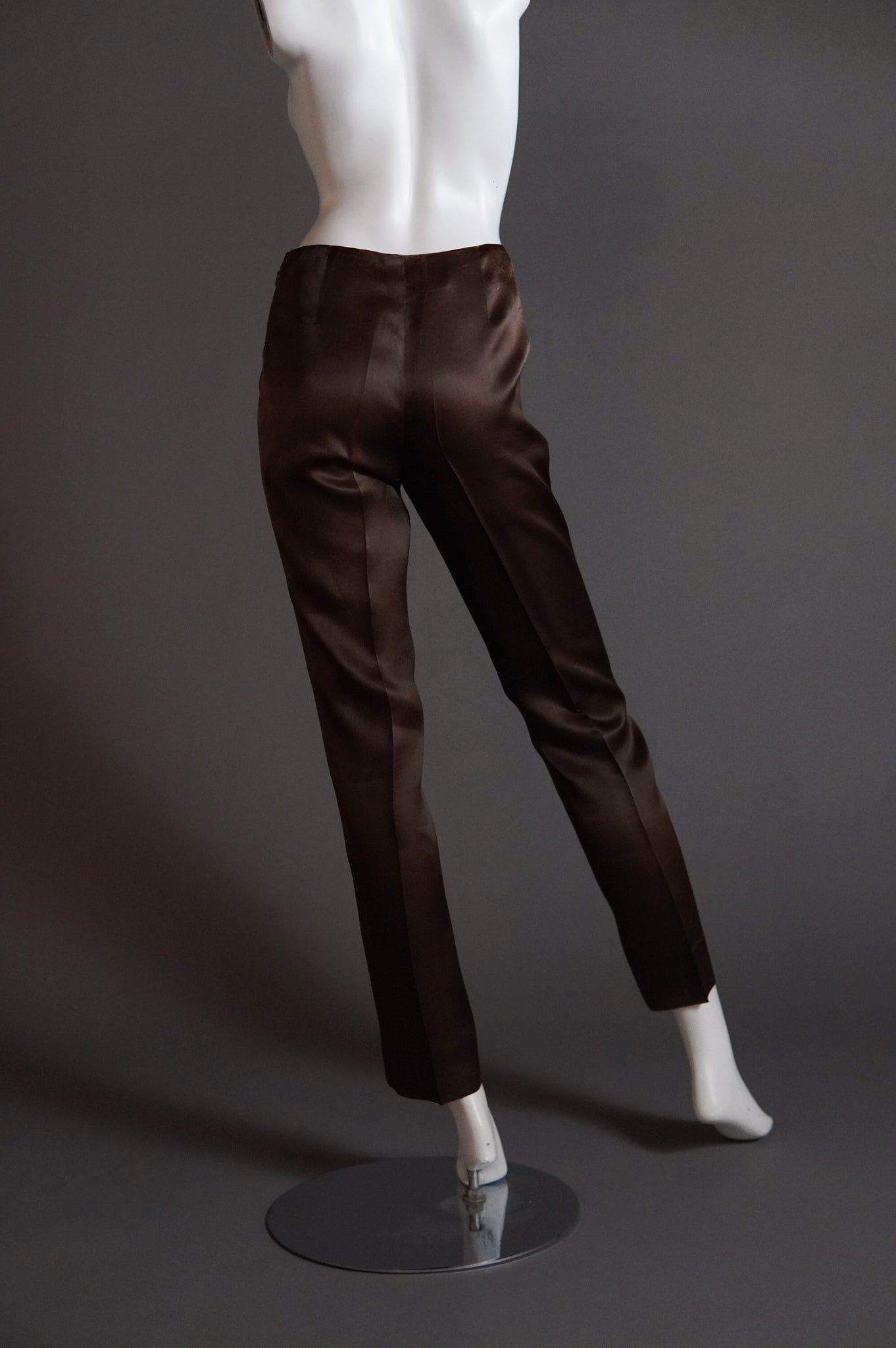 1990s Calvin Klein silk cigarette pant in brown - XS