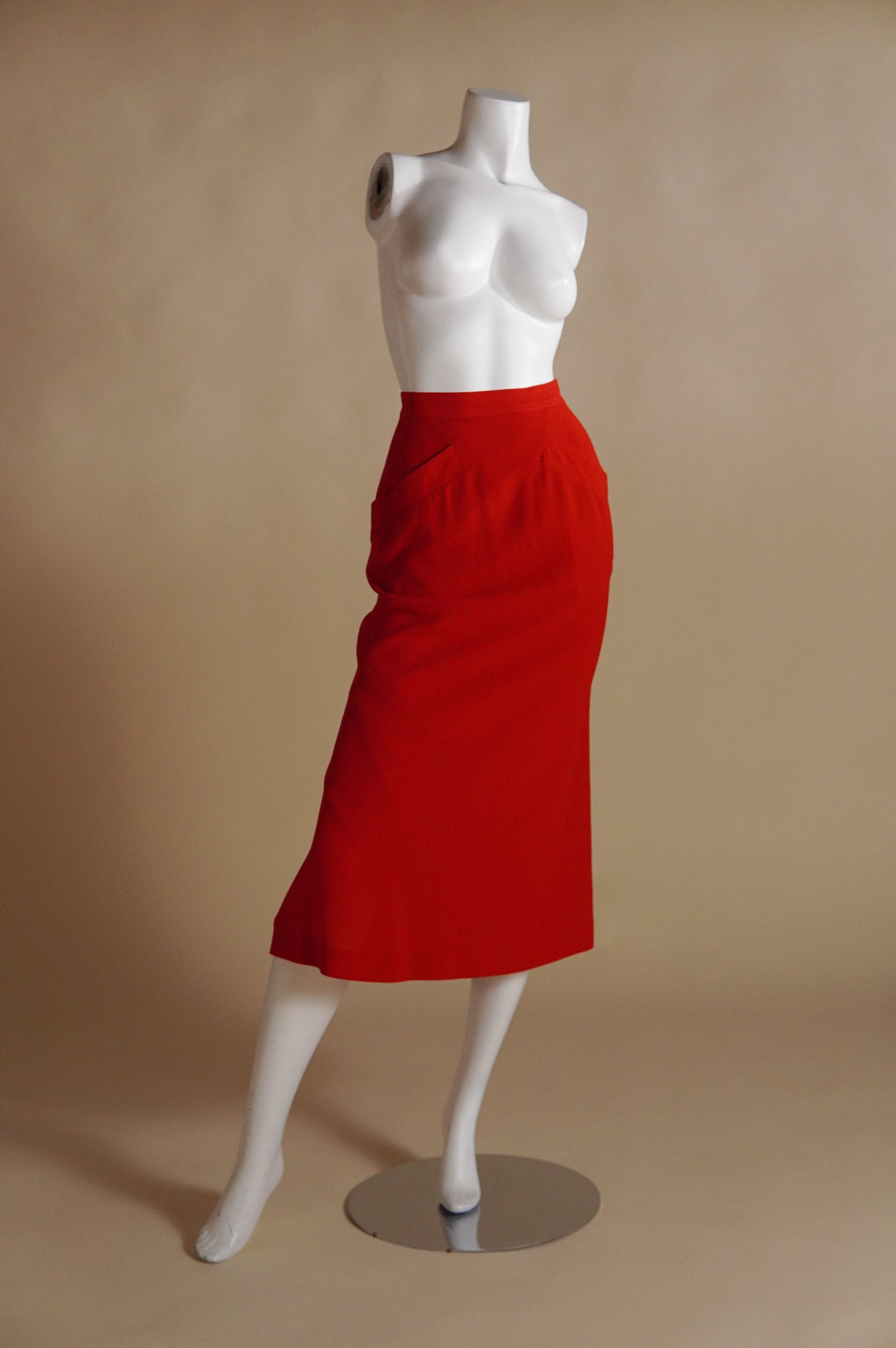 1980s Fendi by Karl Lagerfeld red midi skirt - S/M