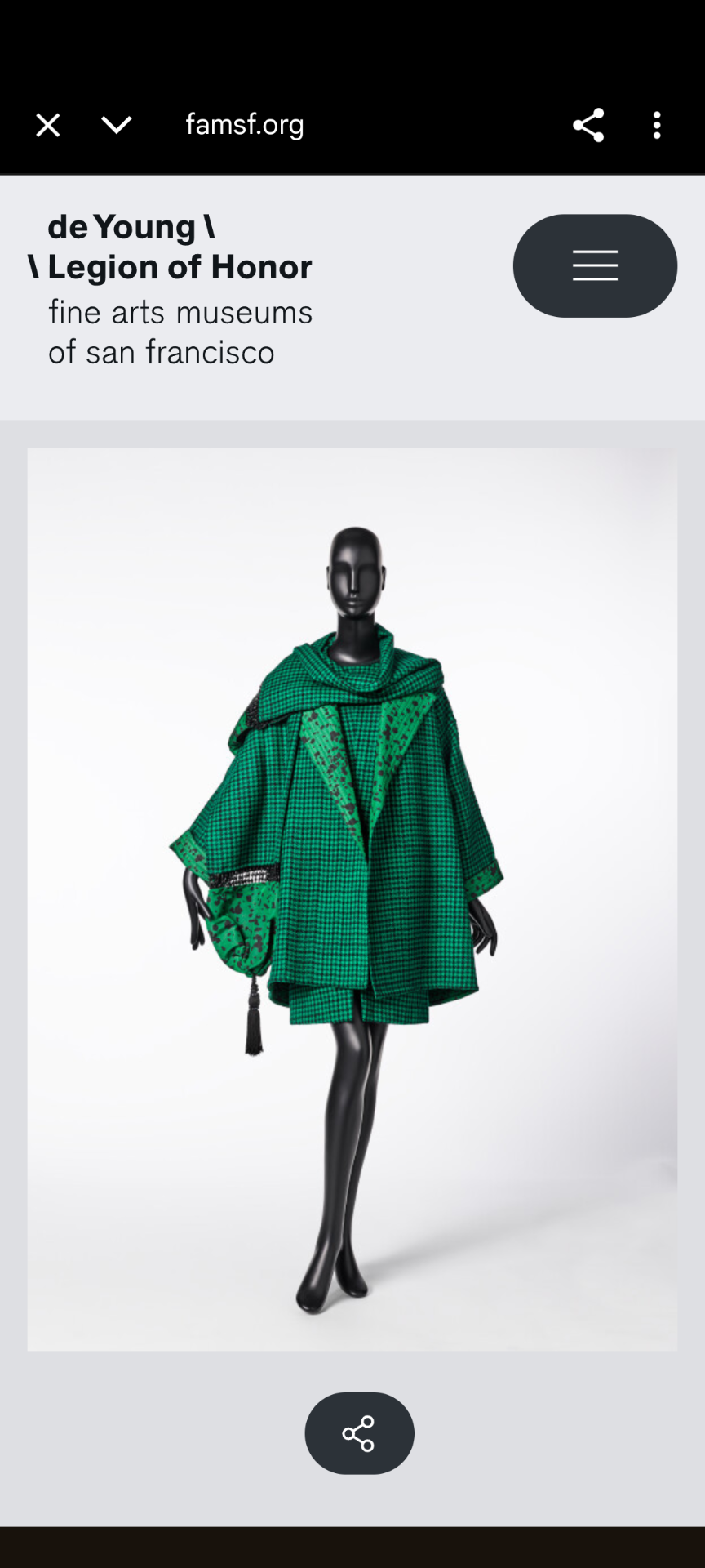 F/W 1993 Geoffrey Beene museum held green and black houndstooth coat with dalmatian lining - O/S