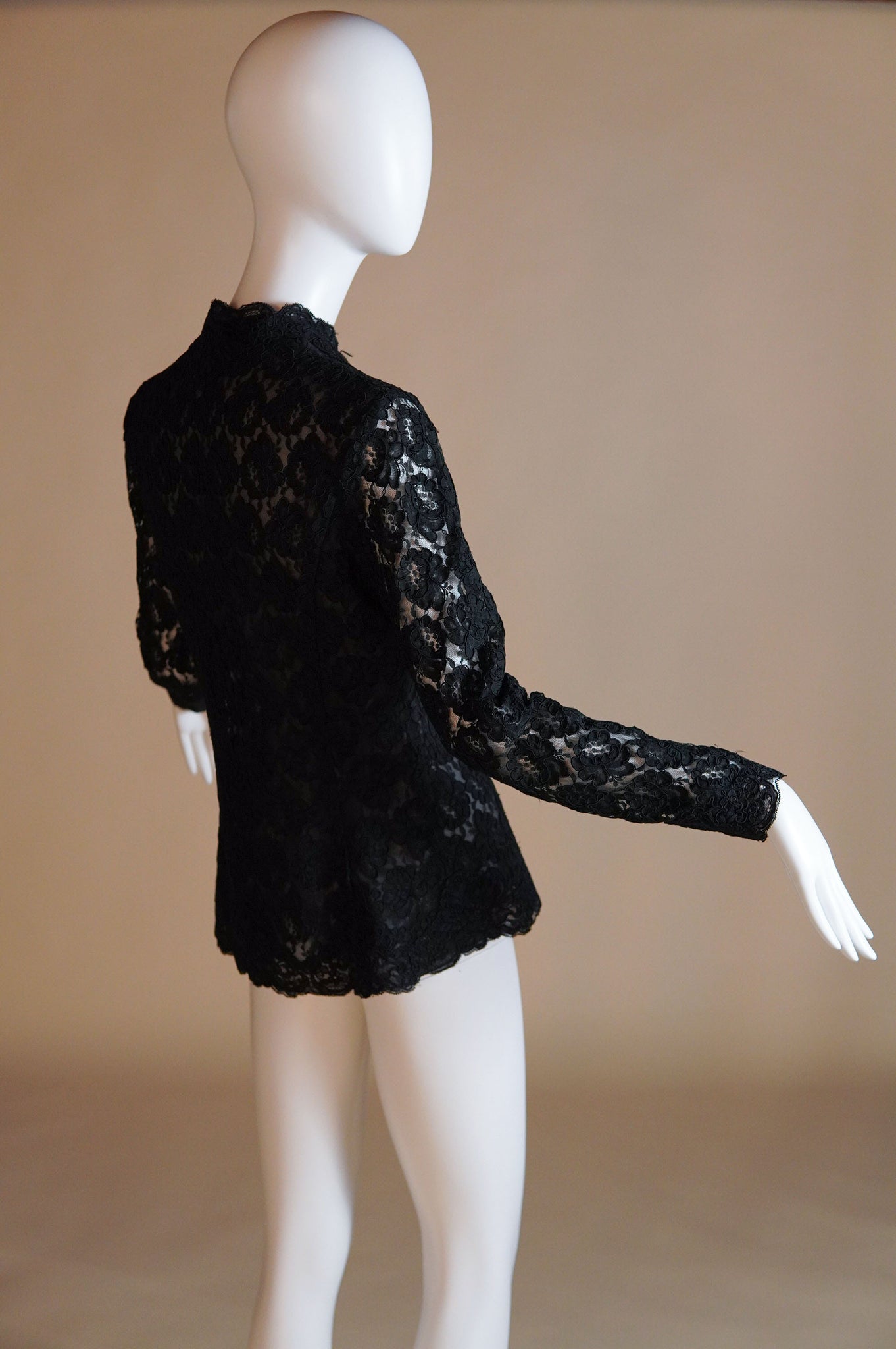 Victor Costa black lace evening jacket with sheer sleeves - XS/S
