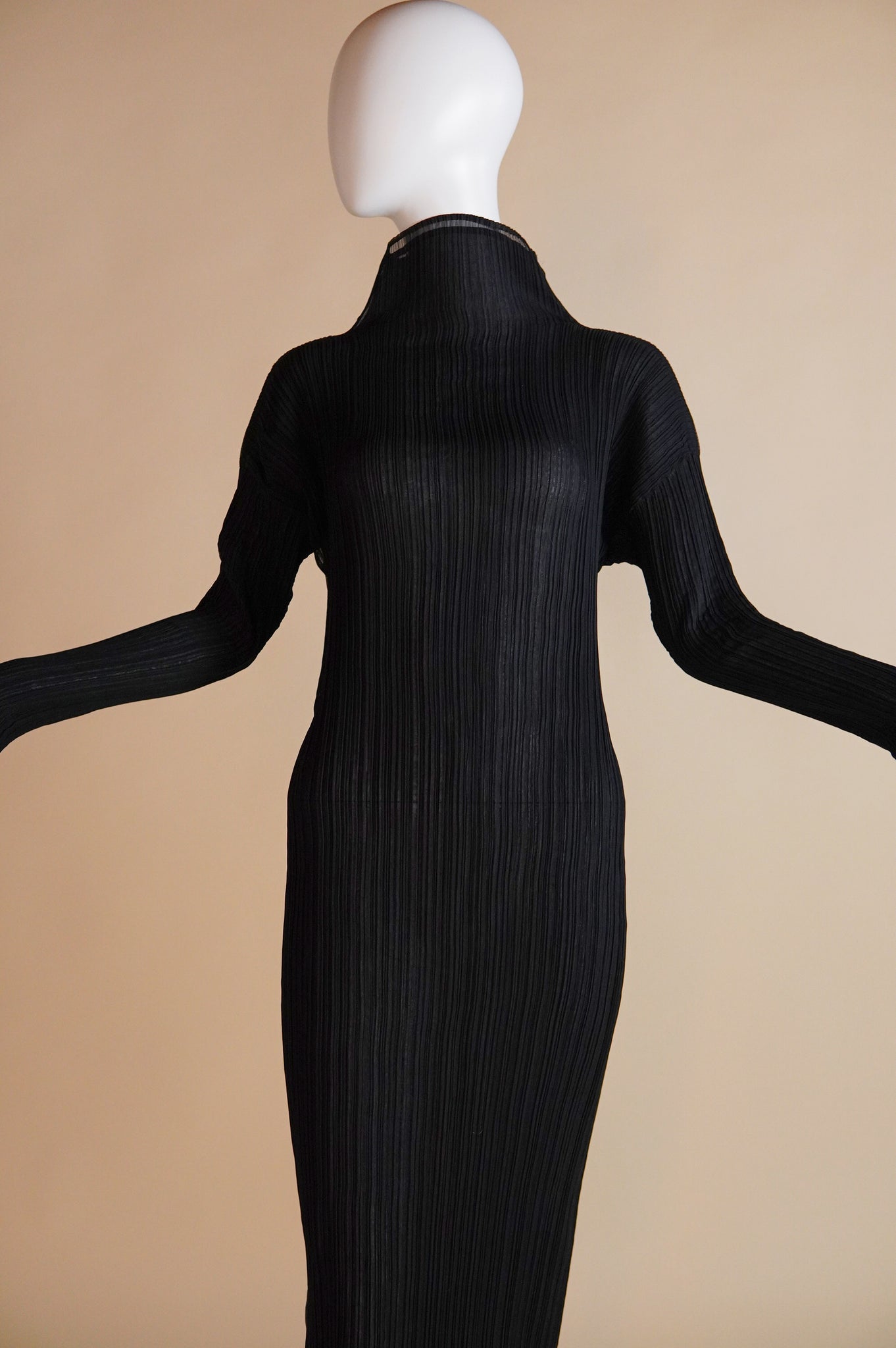 1990s Issey Miyake micro-pleated semi-sheer layered dress - XS/S/M