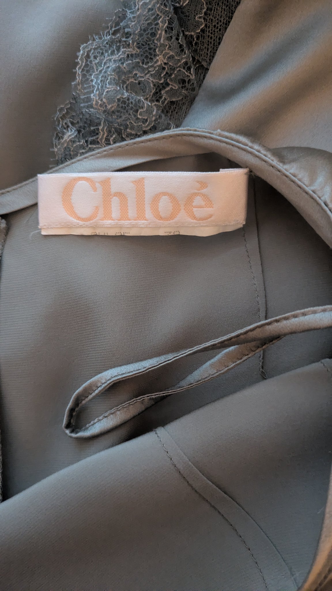 1990s Chloé silk charmeuse skirt with ruffled lace trim - XS