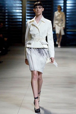 S/S 2007 John Galliano runway silk skirt with black and white floral - XS/S/M