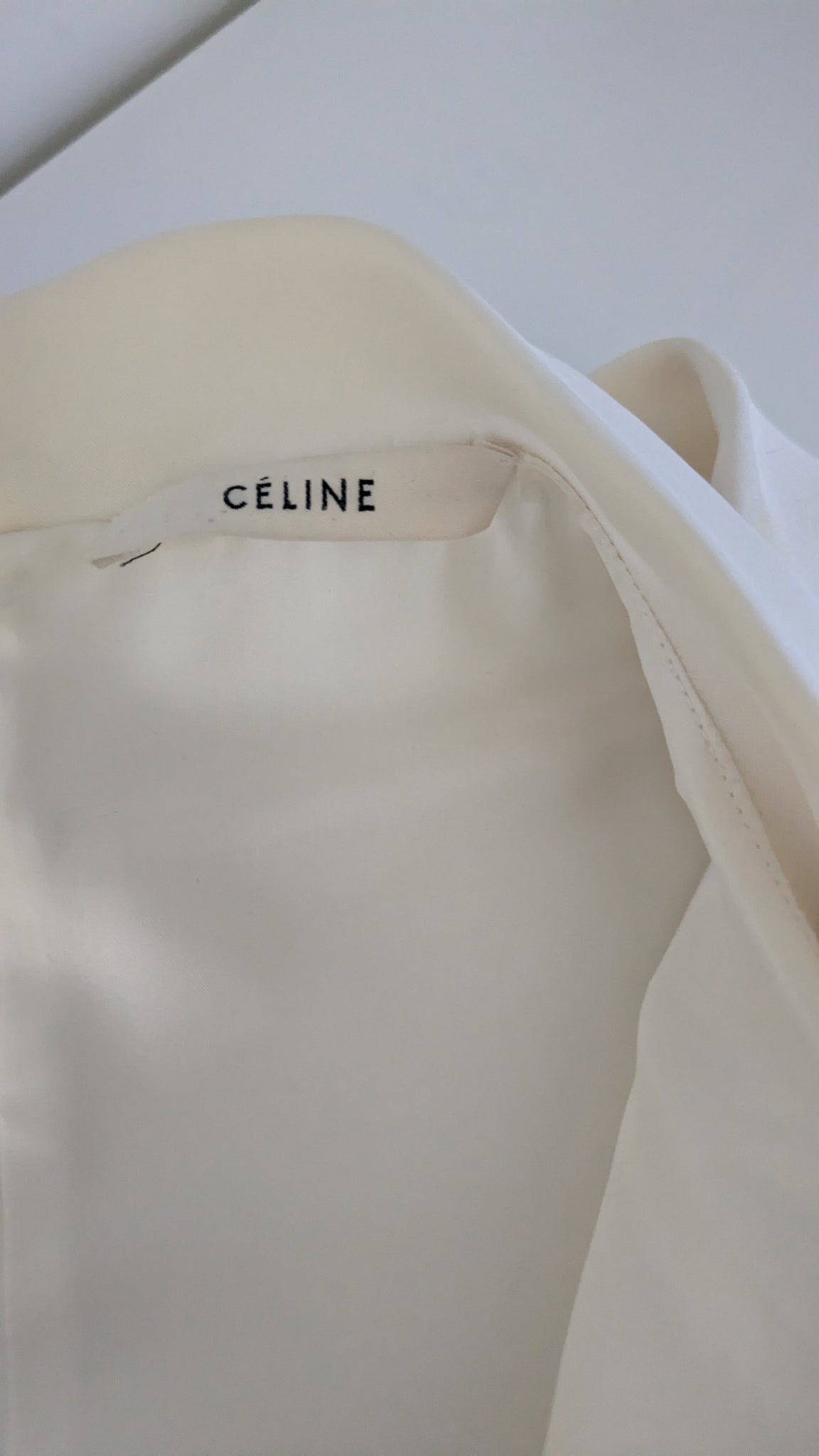 Céline by Phoebe Philo sculptural top with satin collar - S/M