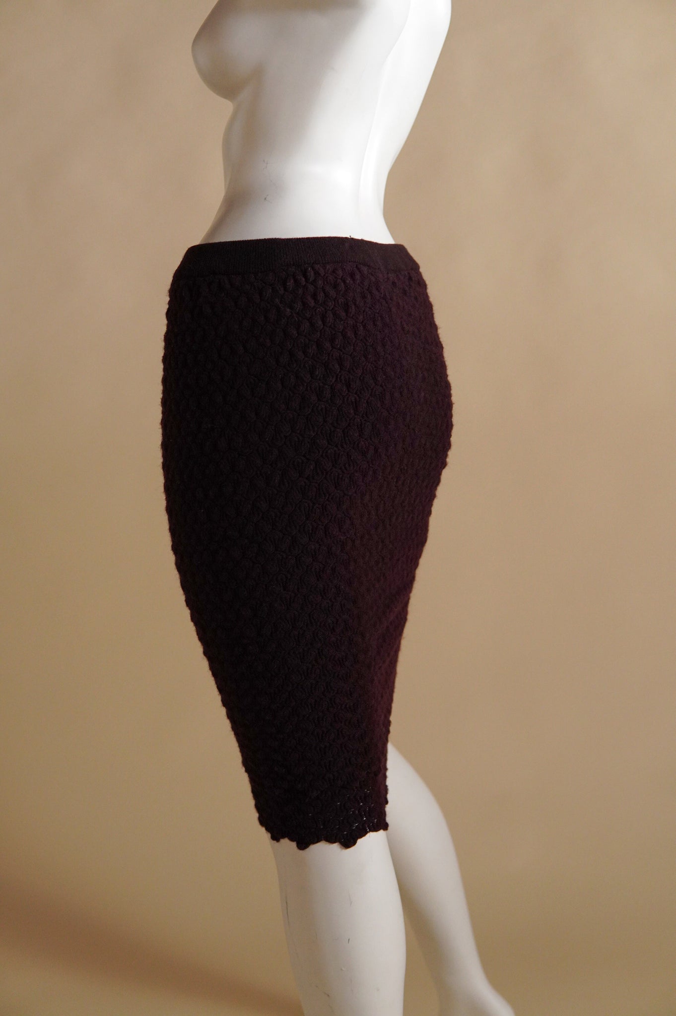 F/W 1987 Callaghan by Romeo Gigli textured and tiered brown wool skirt - XS