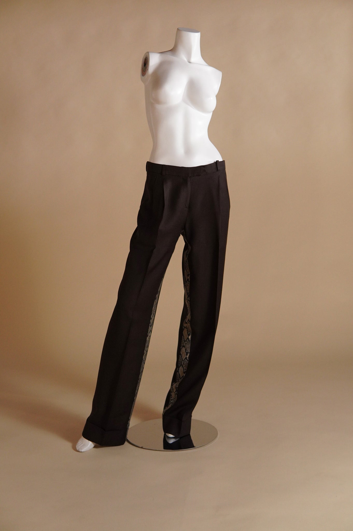 S/S 2000 John Galliano wide leg pant with python pattern insert - XS/S