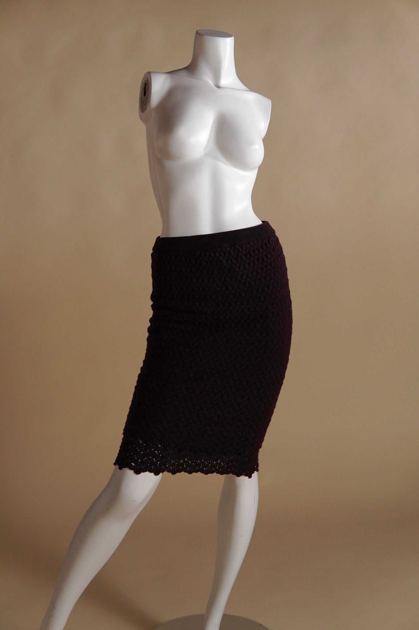 F/W 1987 Callaghan by Romeo Gigli textured and tiered brown wool skirt - XS