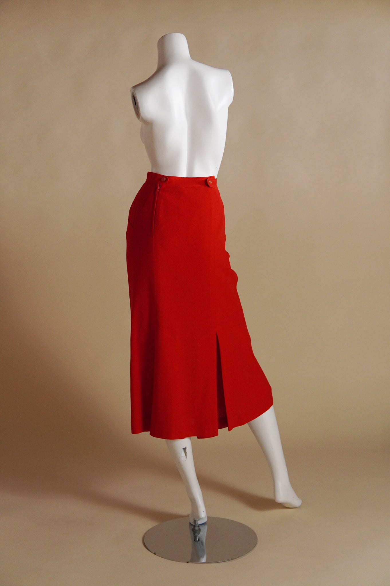 1980s Fendi by Karl Lagerfeld red midi skirt - S/M