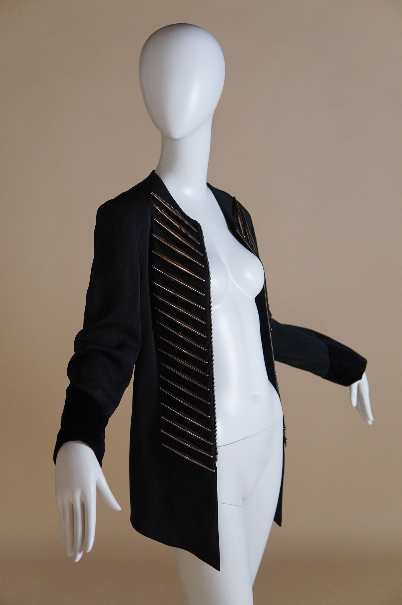S/S 1992 Rifat Ozbek documented jacket with silver detail and velvet cuff - XS/S