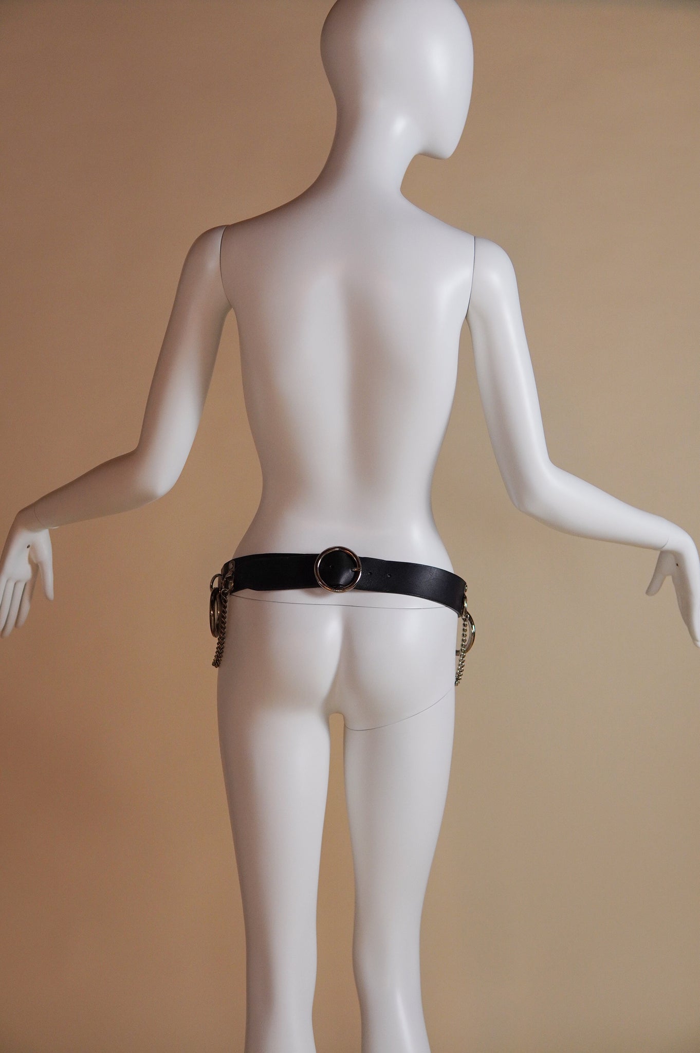 S/S 2003 Dolce & Gabbana 'Sex Collection' runway bondage leather belt with silver hardware - XS/S