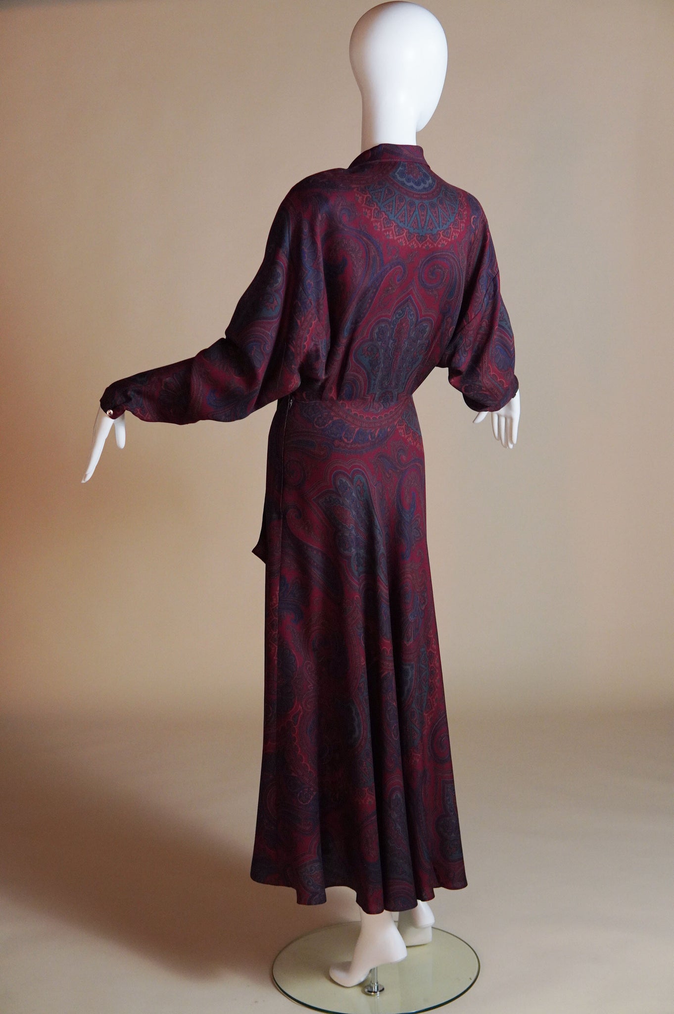 1980s Ralph Lauren paisley dress with neck tie - XS