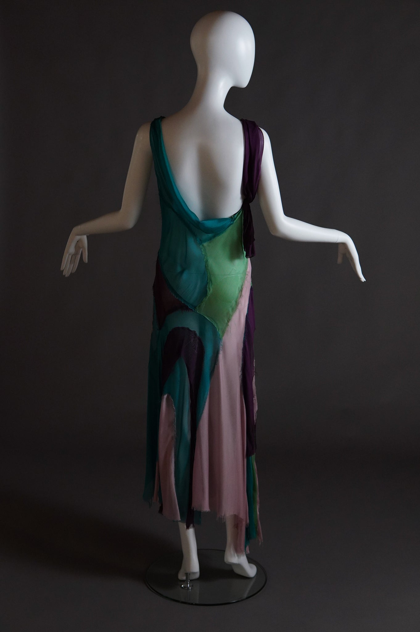 S/S 2005 Alberta Ferretti colourful sheer silk patchwork dress - XS/S