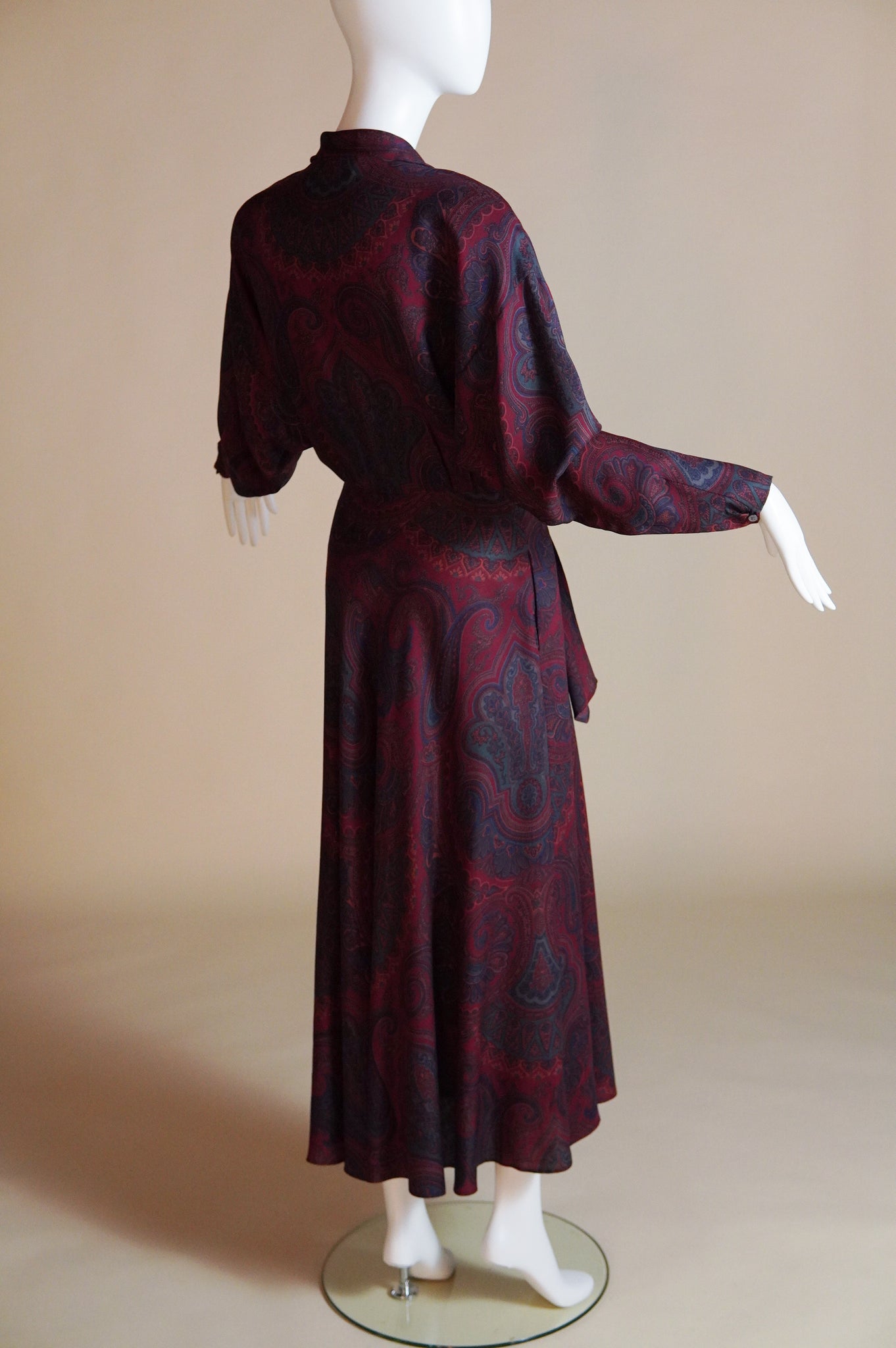 1980s Ralph Lauren paisley dress with neck tie - XS