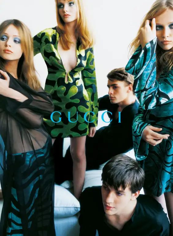 S/S 1996 Gucci by Tom Ford runway and campaign silk velvet burnout green and black dress - XS/S