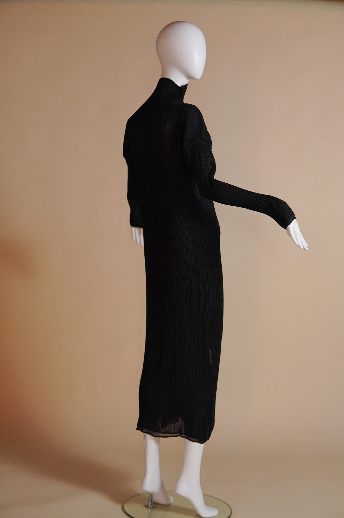 1990s Issey Miyake micro-pleated semi-sheer layered dress - XS/S/M