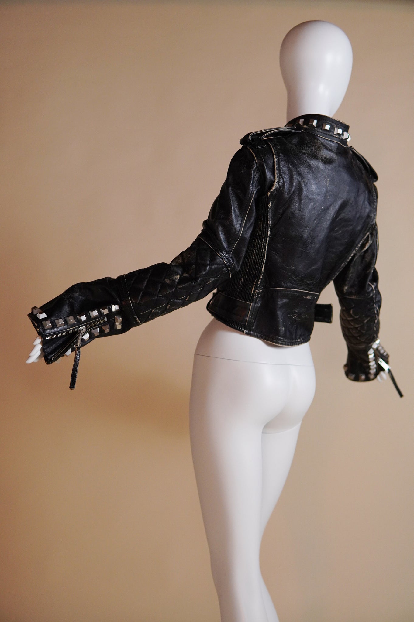 F/W 2005 Dsquared² runway leather moto jacket with studs - XS/S