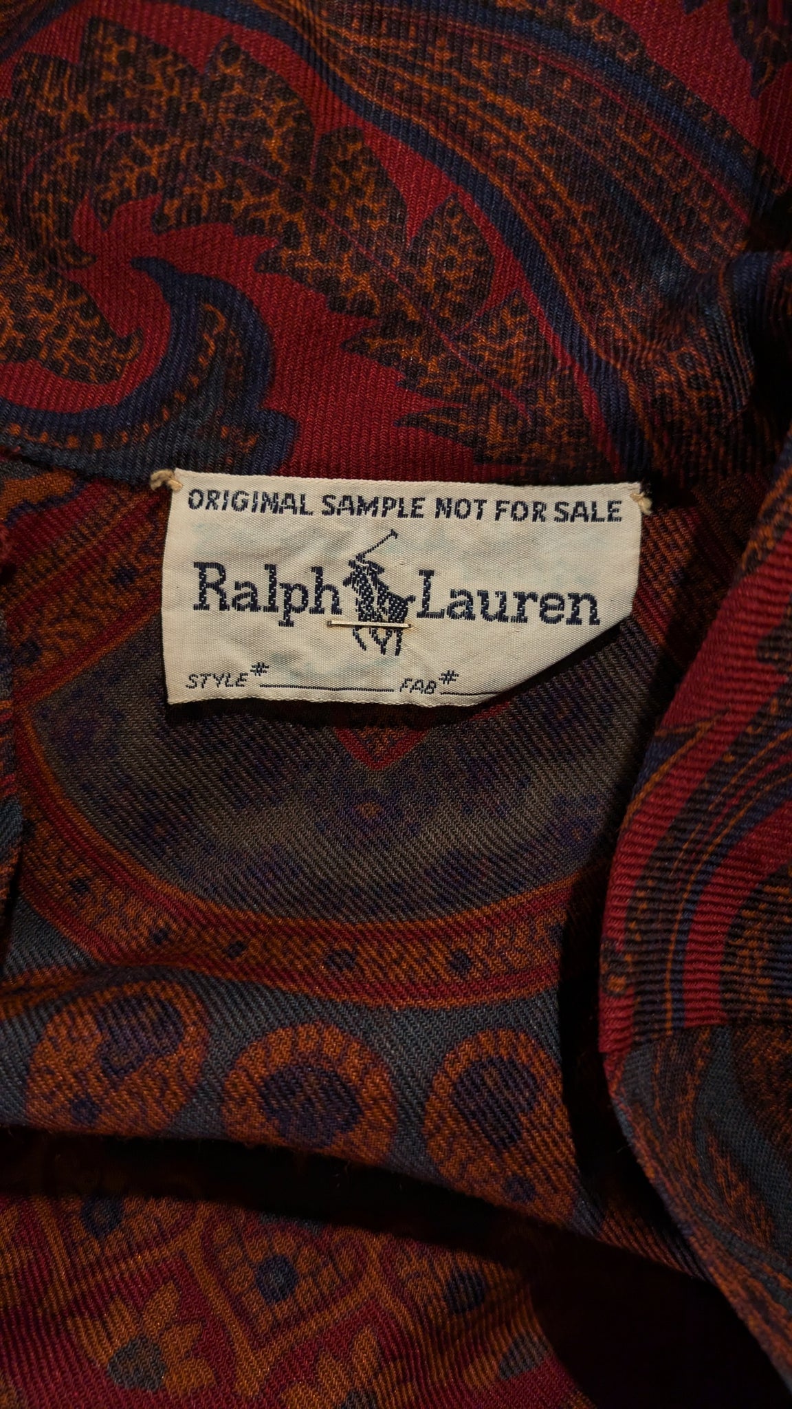 1980s Ralph Lauren paisley dress with neck tie - XS