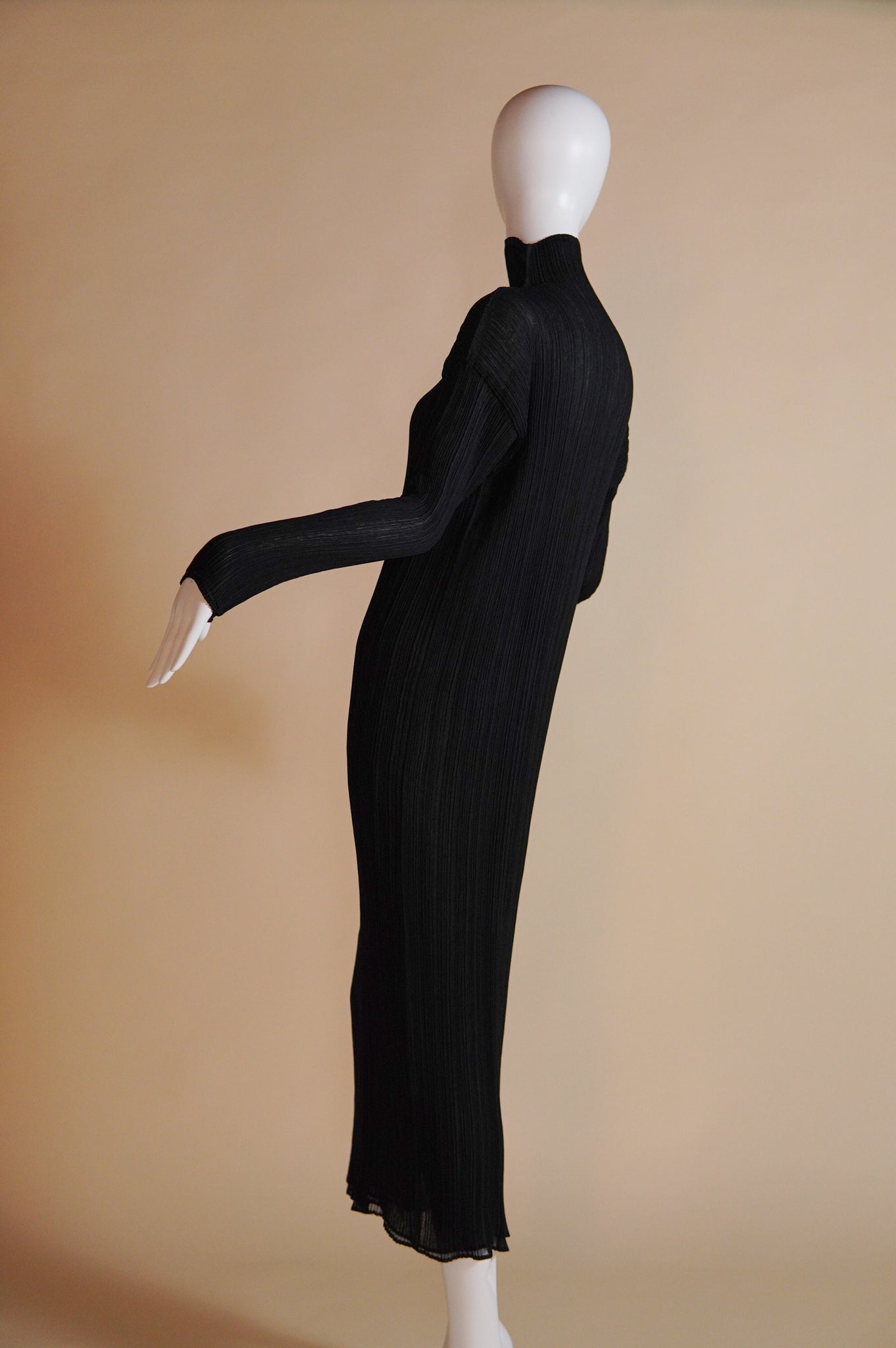 1990s Issey Miyake micro-pleated semi-sheer layered dress - XS/S/M