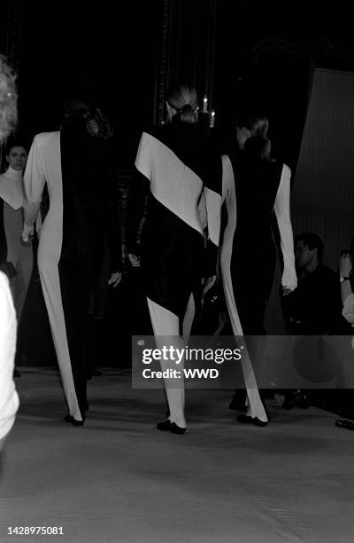 F/W 1990 Norma Kamali runway diagonal black and white jumpsuit - XS/S