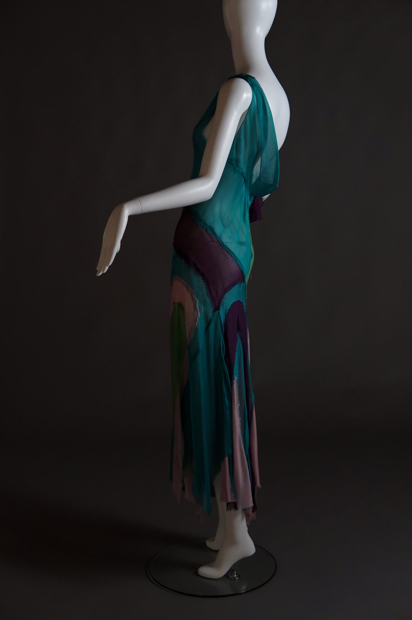 S/S 2005 Alberta Ferretti colourful sheer silk patchwork dress - XS/S