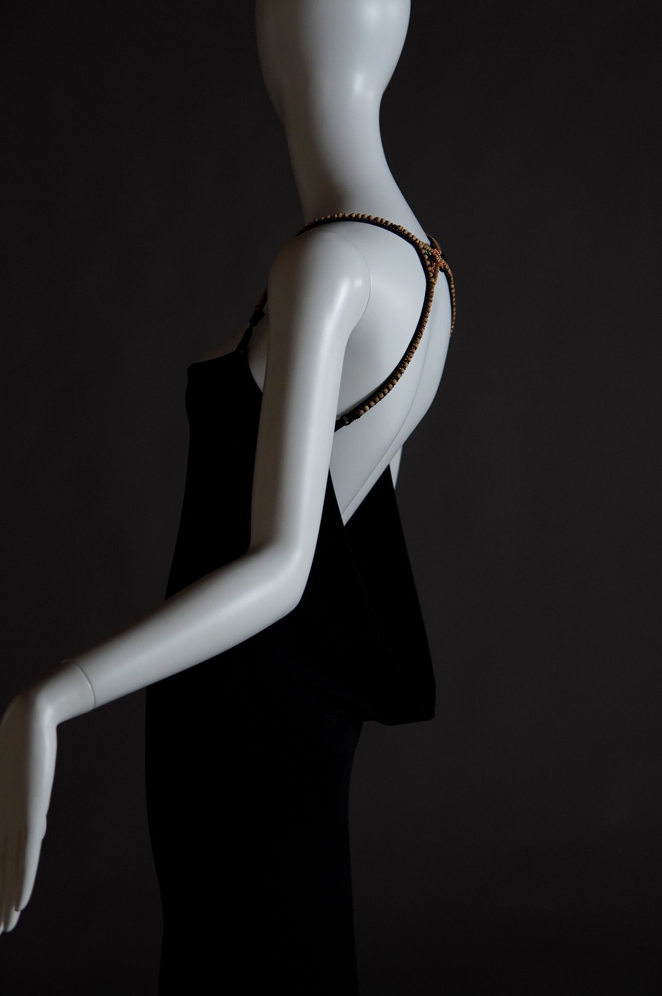 2000s Plein Sud black low cut backless dress with beaded accents - XS/S