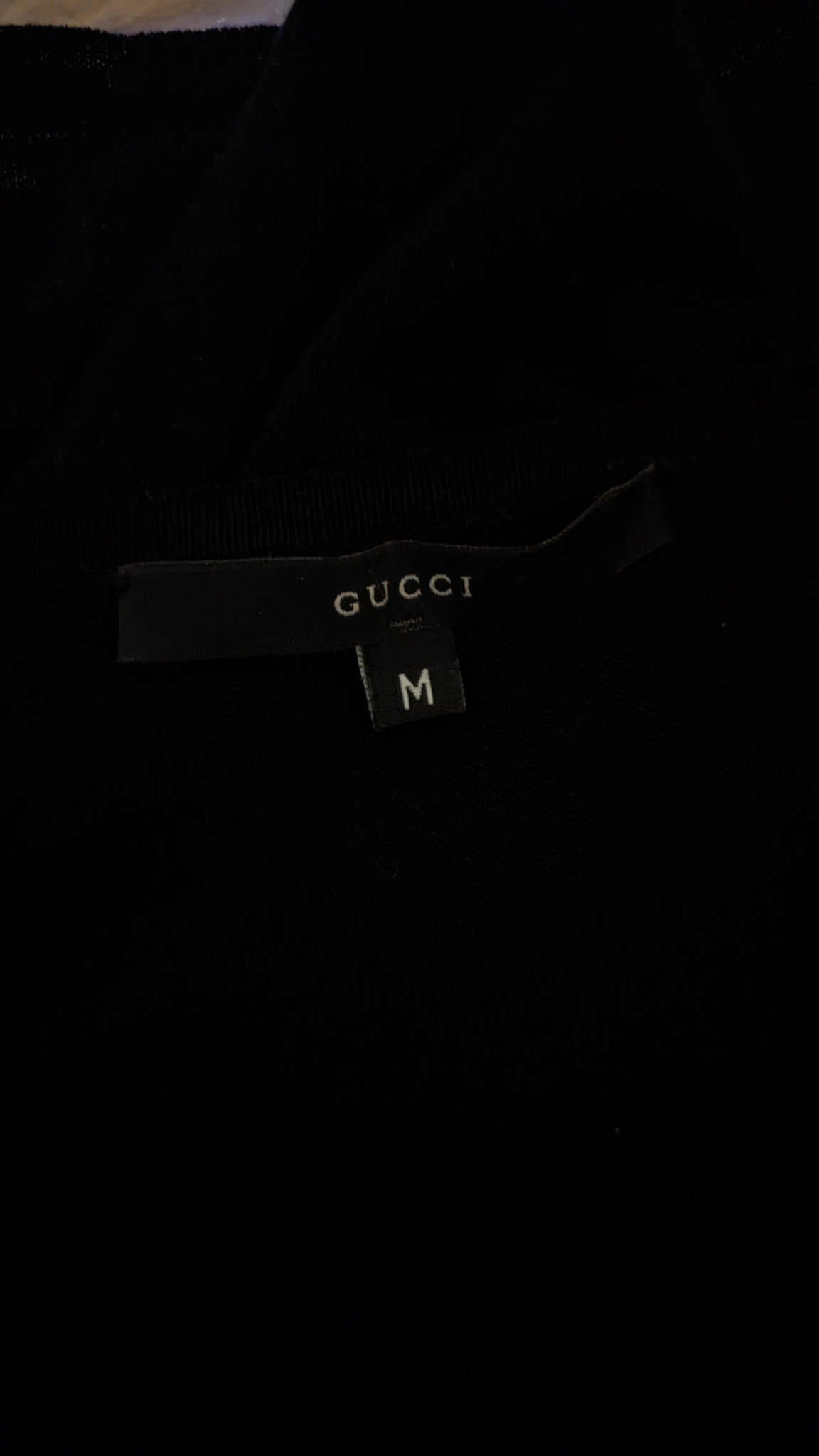 F/W 1999 Gucci by Tom Ford runway sheer silk knit top with exaggerated keyhole and leather rose - S/M